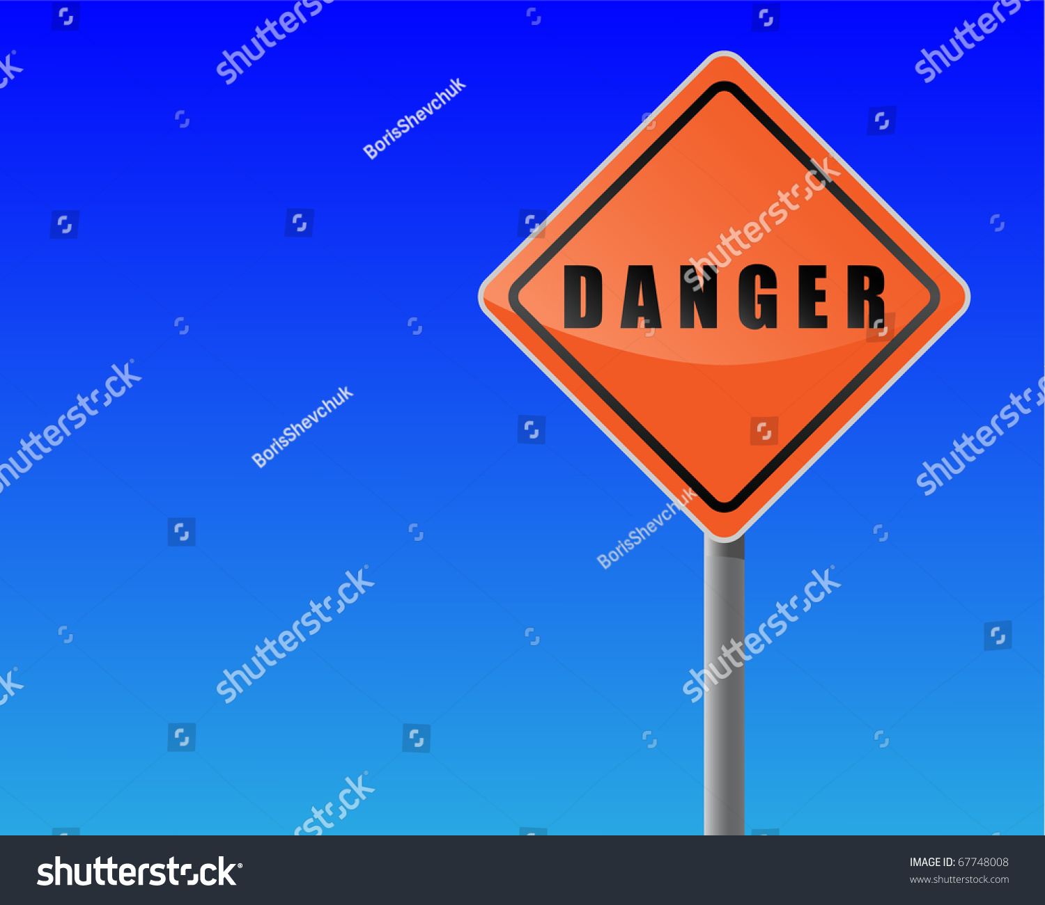 Traffic Sign Danger Sky Background Stock Vector (Royalty Free) 67748008 ...