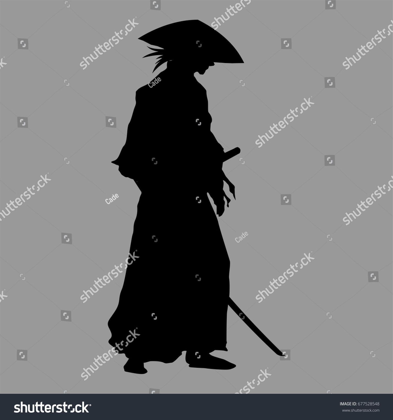 Samurai Silhouette Stock Vector (Royalty Free) 677528548 | Shutterstock