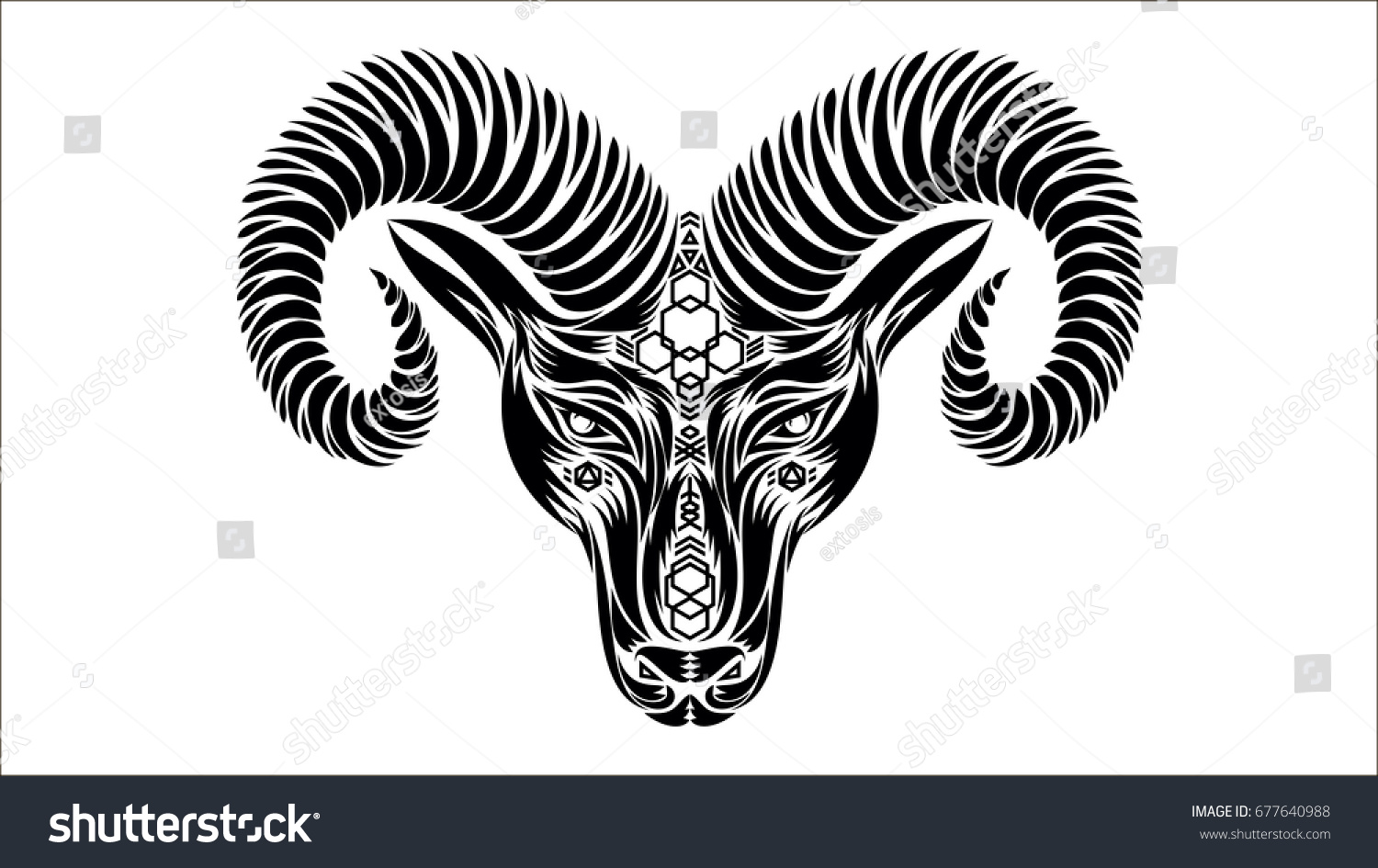 Ram Line Shape Art Black White Stock Vector (Royalty Free) 677640988 ...