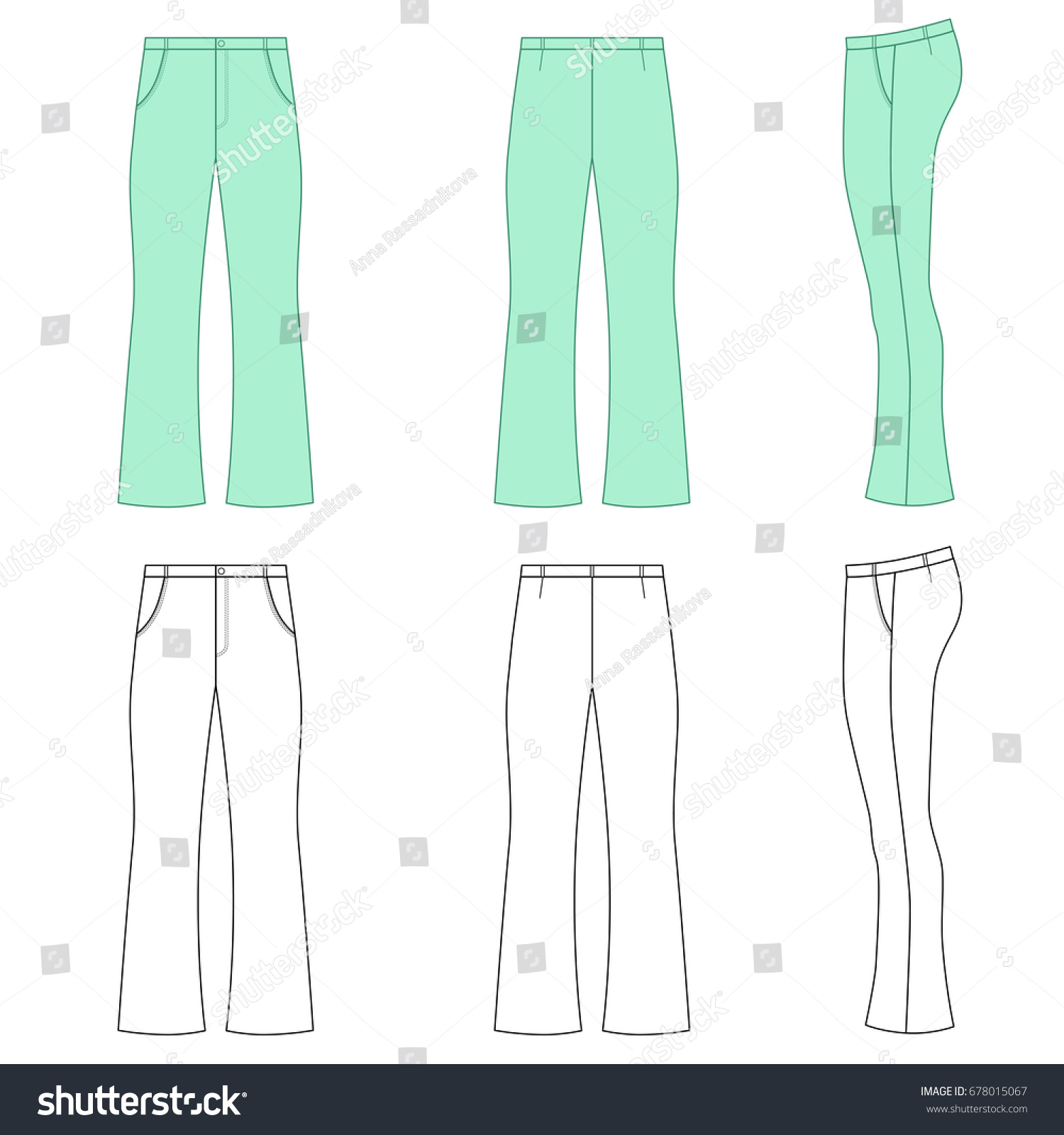 Man Outlined Template Skinny Flare Pants Stock Illustration 678015067 ...