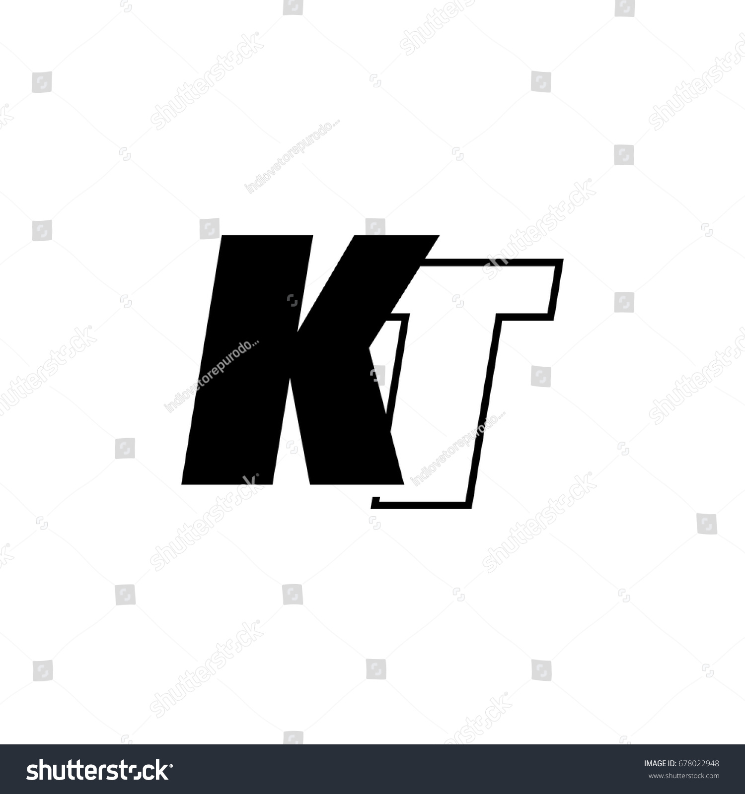 Letter K T Logo Overlapping Black Stock Vector (Royalty Free) 678022948 ...