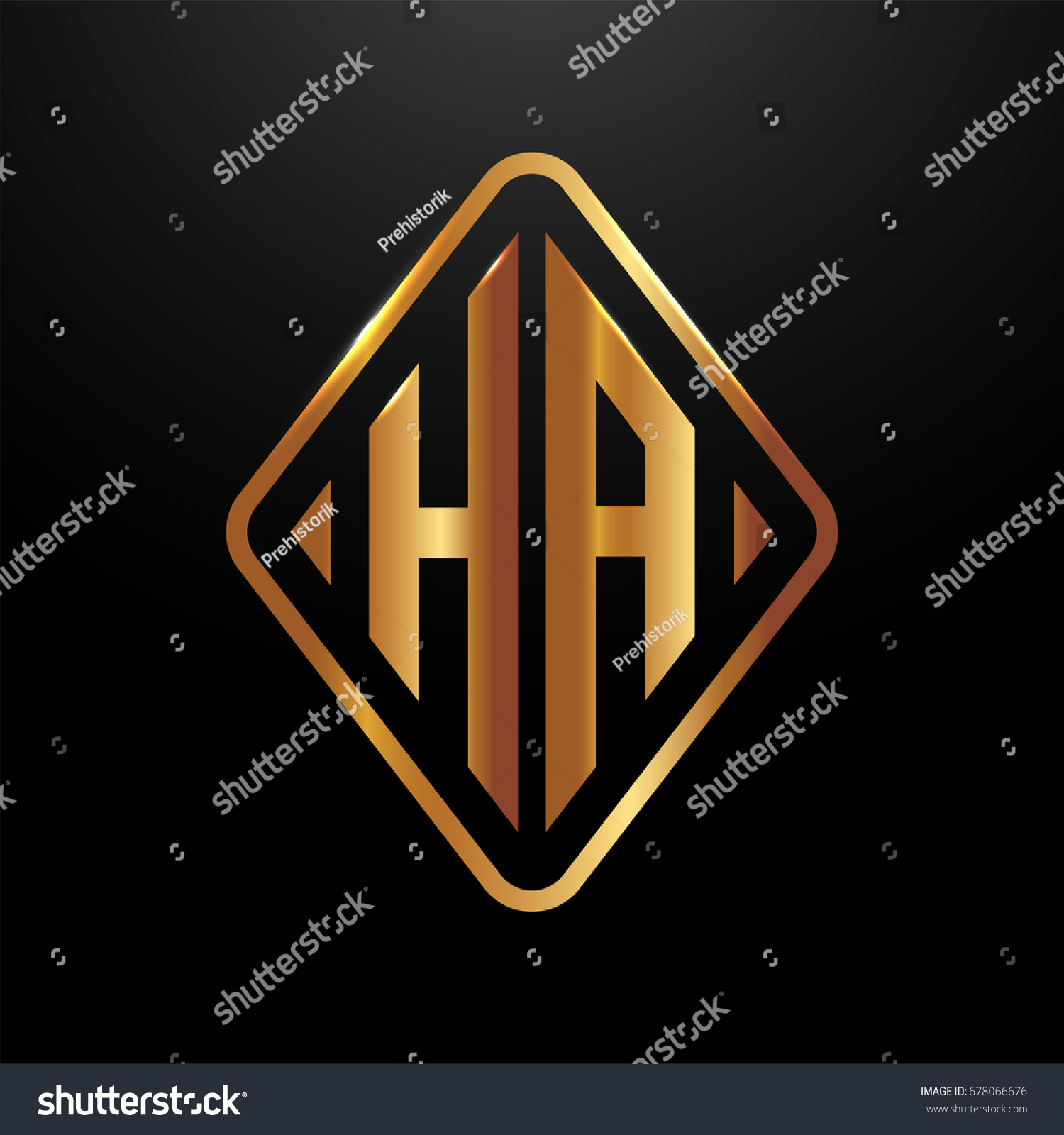 Golden Monogram Logo Curved Oval Shape Stock Vector (Royalty Free ...