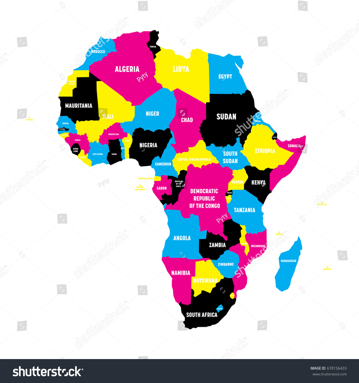 Political Map Africa Continent Cmyk Colors 스톡 벡터로열티 프리 678156433 Shutterstock 0678
