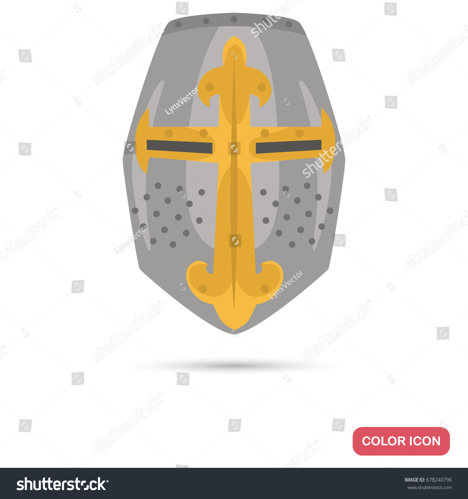 Crusader Helmet Color Flat Icon Web Stock Vector (Royalty Free) 678240796 S...