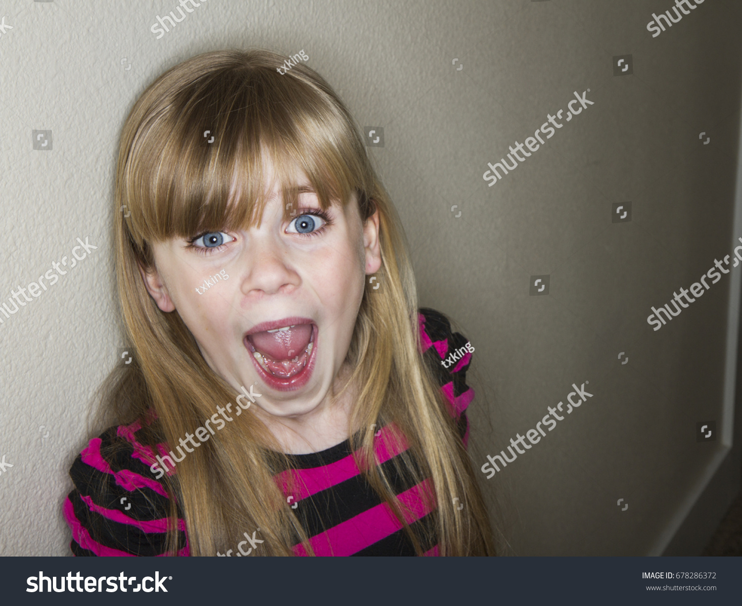 Smiling Little Girl Sees Something That Stock Photo 678286372 ...