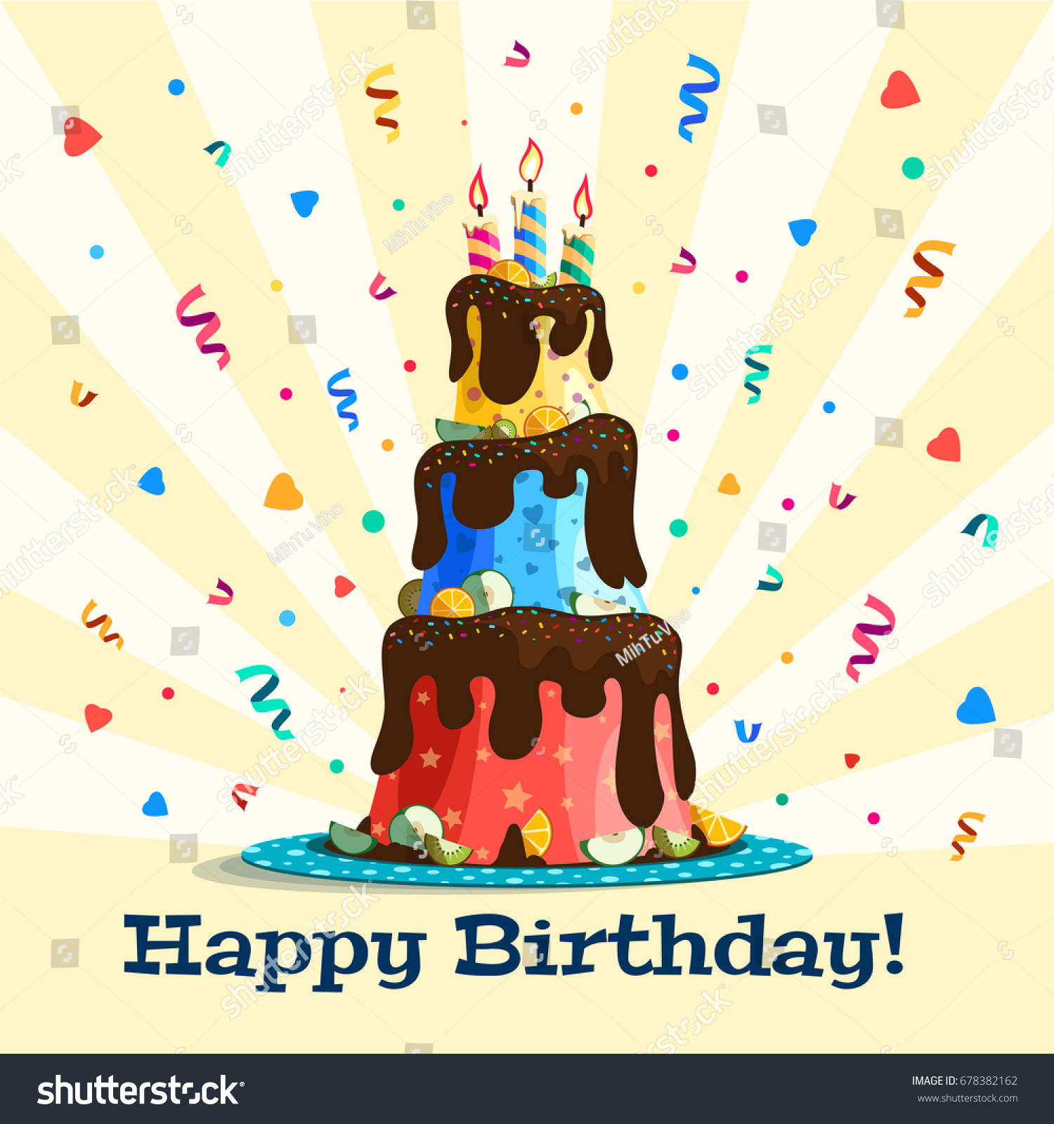 Happy Birthday Colorful Card Design Vector Stock Vector (Royalty Free ...