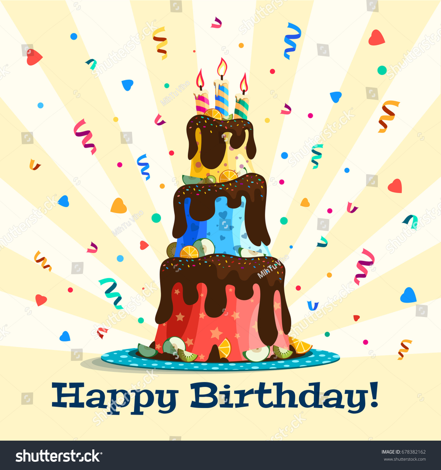 Happy Birthday Colorful Card Design Vector Stock Vector Royalty Free 678382162 Shutterstock 4425