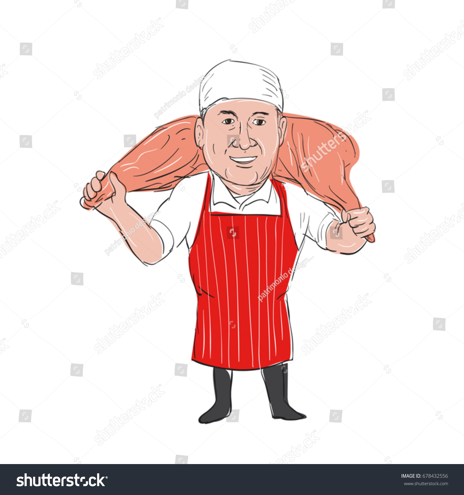 Illustration Butcher Carrying Leg Ham On Stock Vector (Royalty Free ...