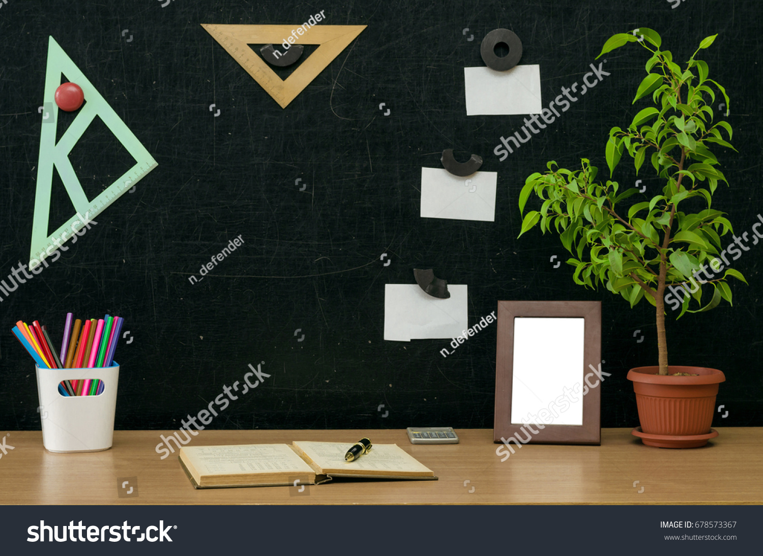 Teacher Student Desk Table Education Background Stock Photo 678573367 ...