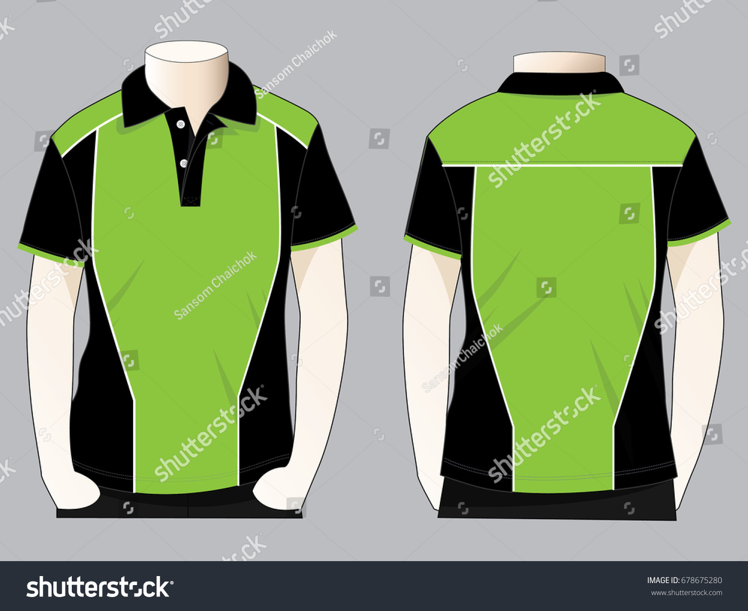 Polo Shirt Design Greenblack Vector White Stock Vector (Royalty Free ...