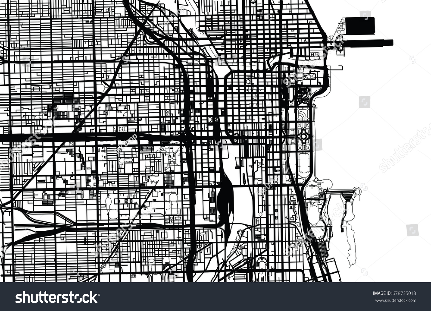 Vector City Map Chicago Stock Vector Royalty Free 678735013   Stock Vector Vector City Map Of Chicago 678735013 