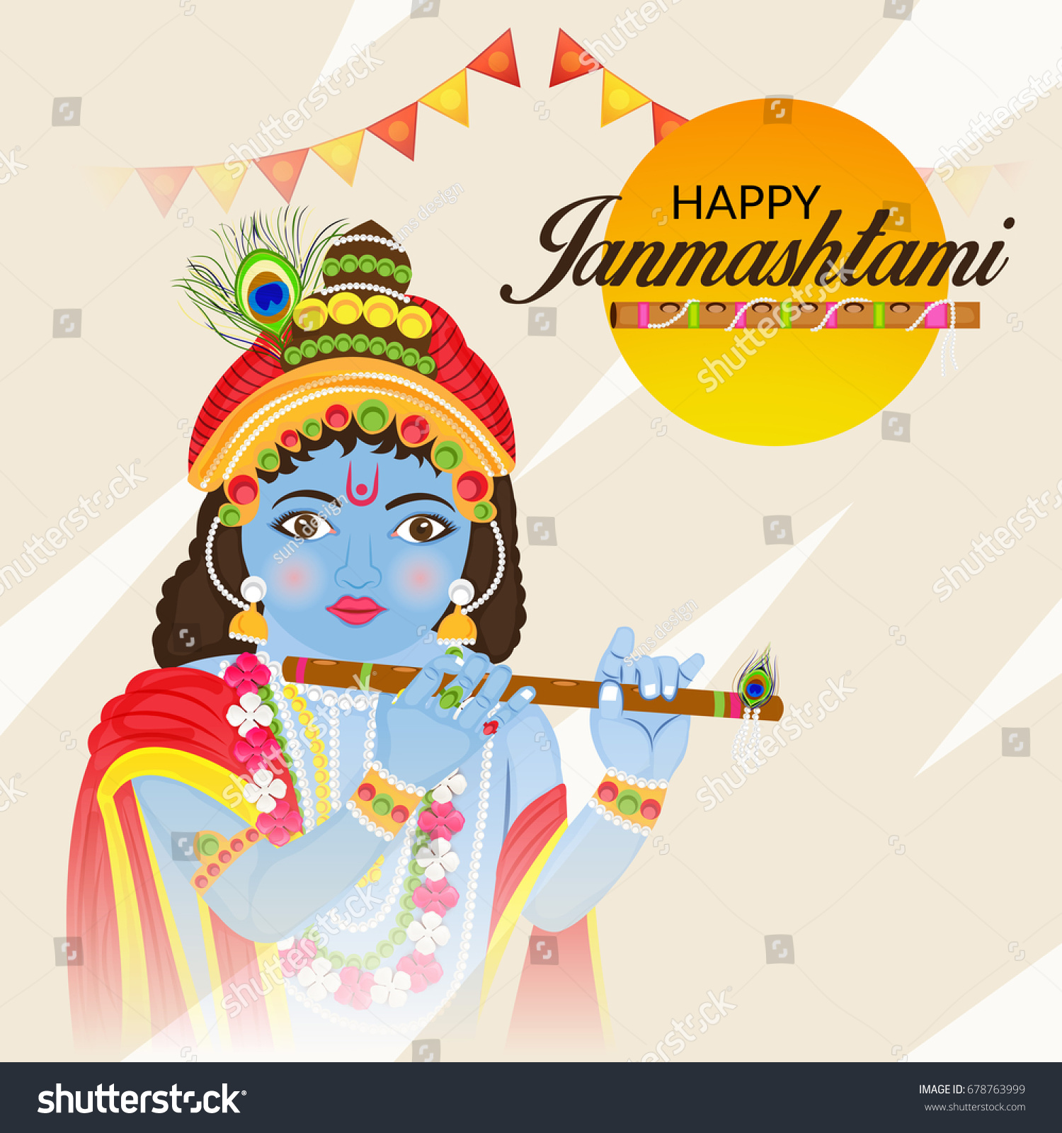 Vector Illustration Banner Happy Janmashtami Stock Vector (Royalty Free ...