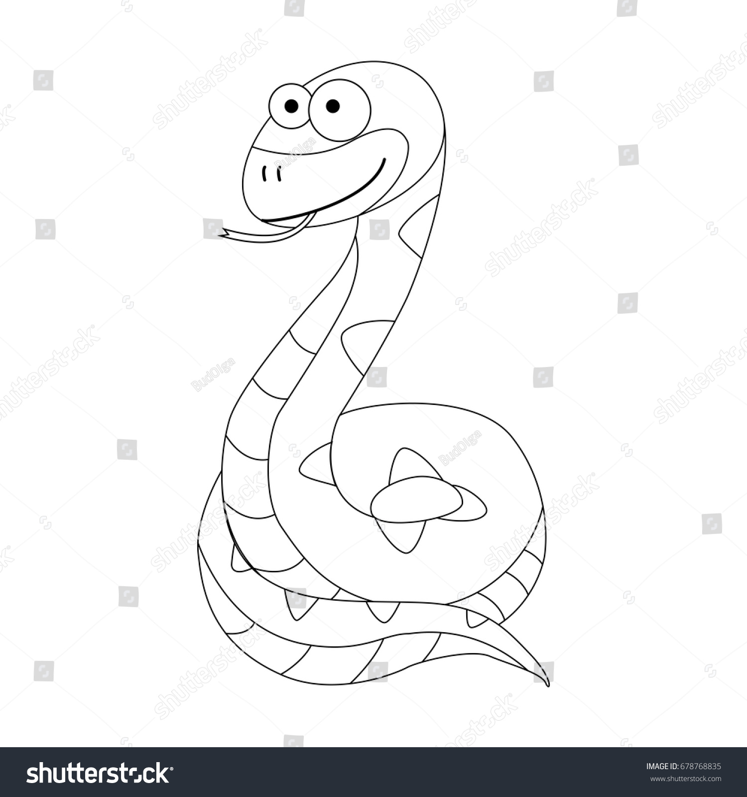 Colorless Funny Cartoon Snake Vector Illustration Stock Vector (Royalty ...