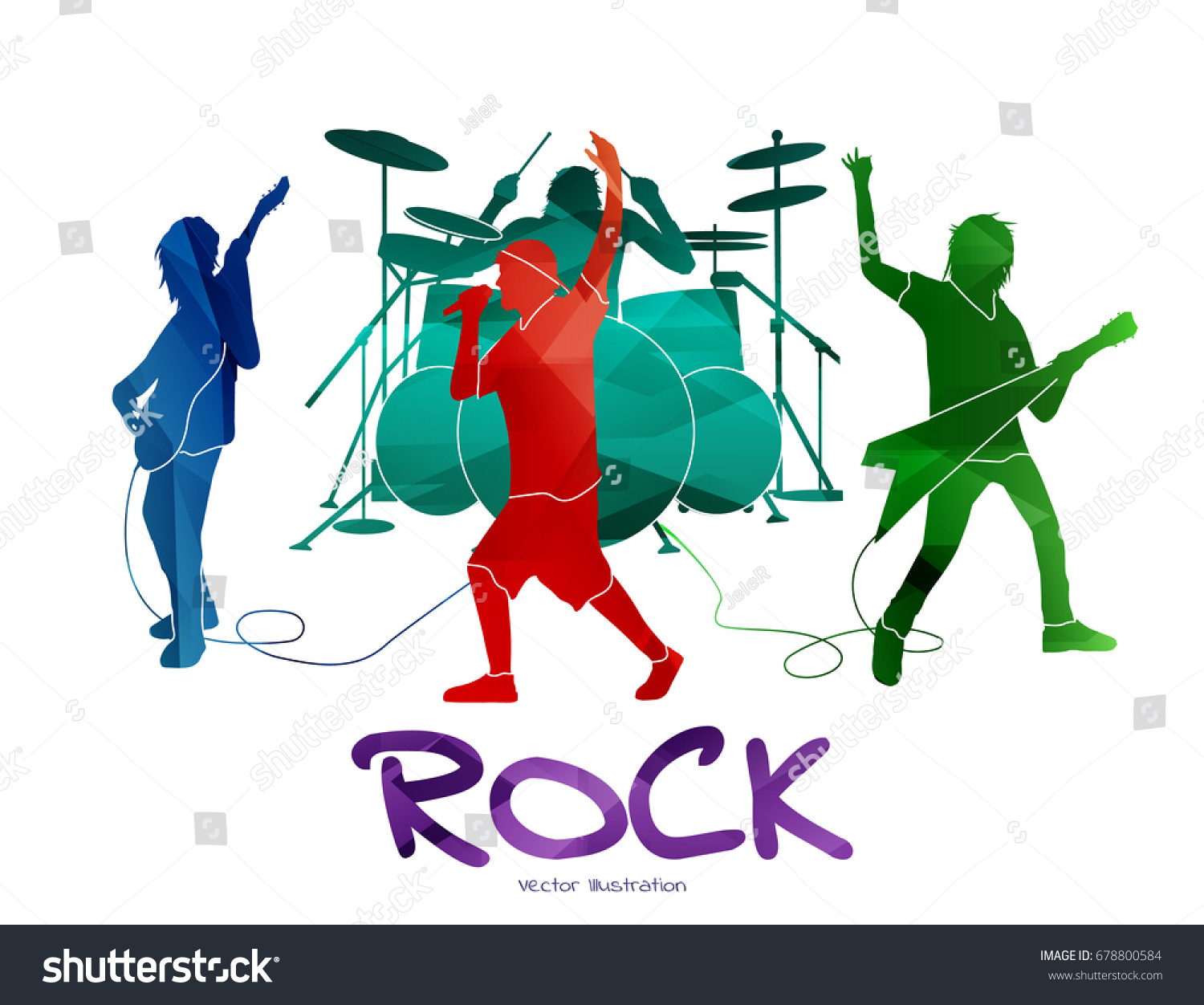 Rock Band Playing Vector Illustration Rockers Stock Vector (Royalty ...