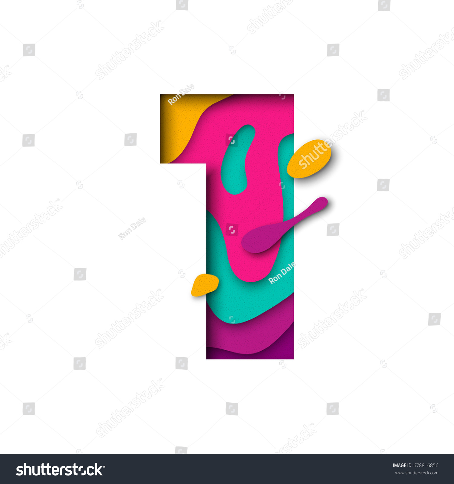 Paper Cut Number One Letter Realistic Stock Vector (Royalty Free