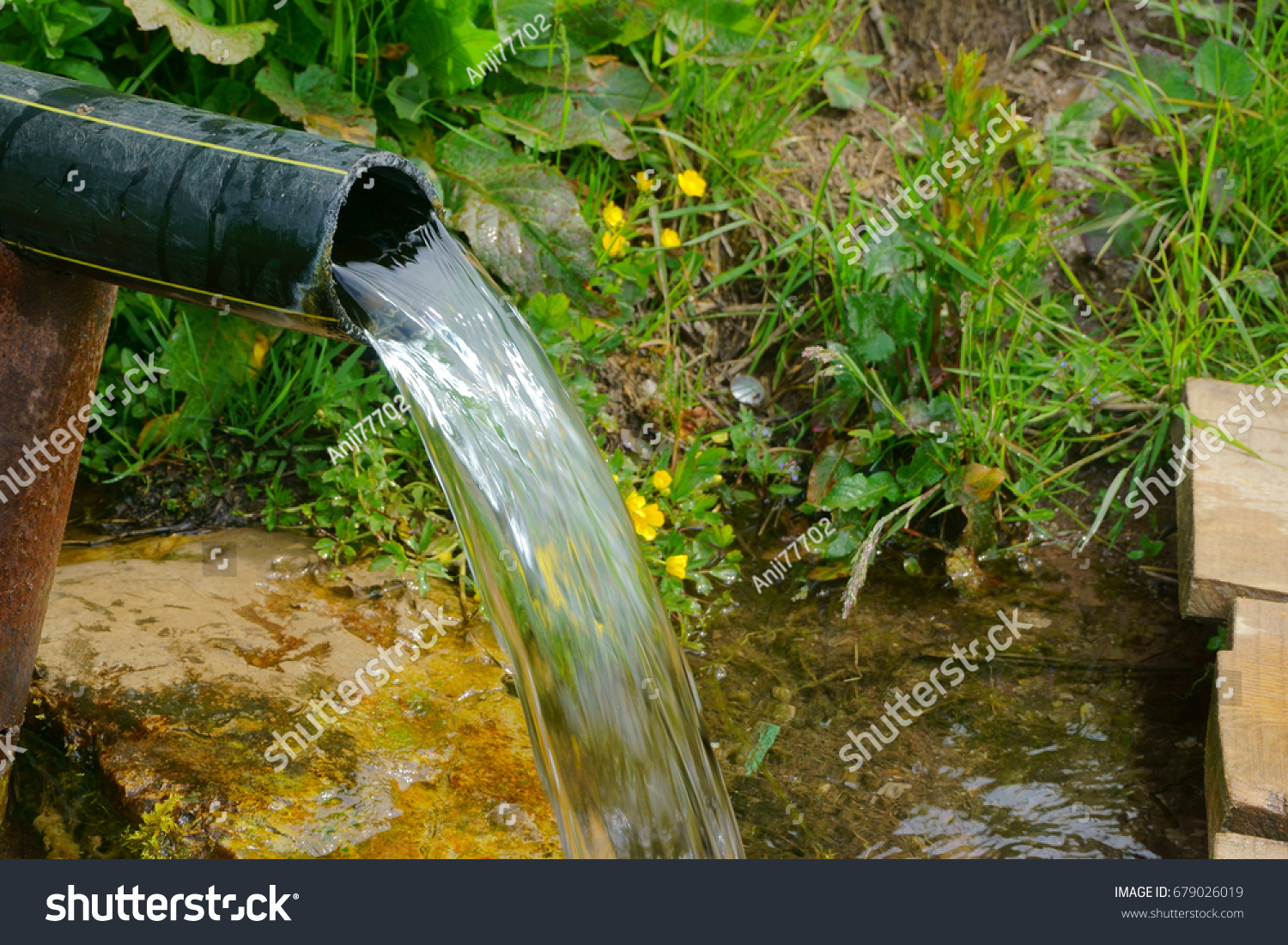 Pure Water Flows Pipe Water Source Stock Photo 679026019 Shutterstock