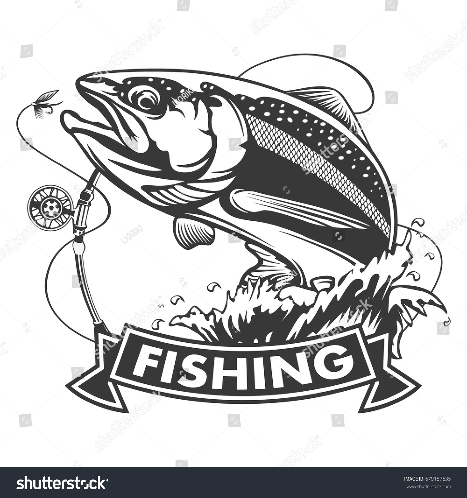 Vintage Salmon Fishing Emblems Labels Design Stock Vector (Royalty Free ...