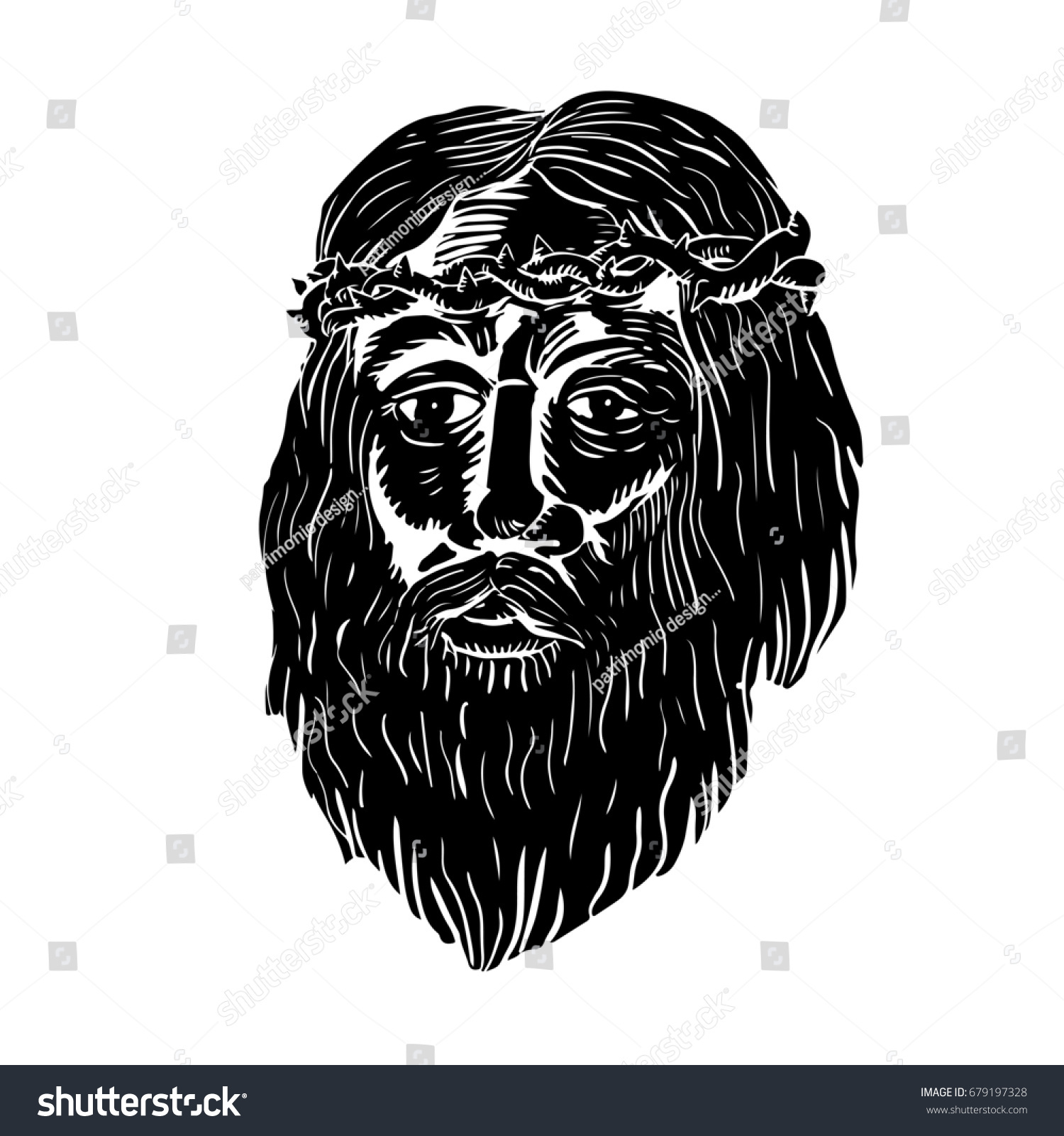 Illustration Jesus Christ Face Crown Thorns Stock Illustration ...