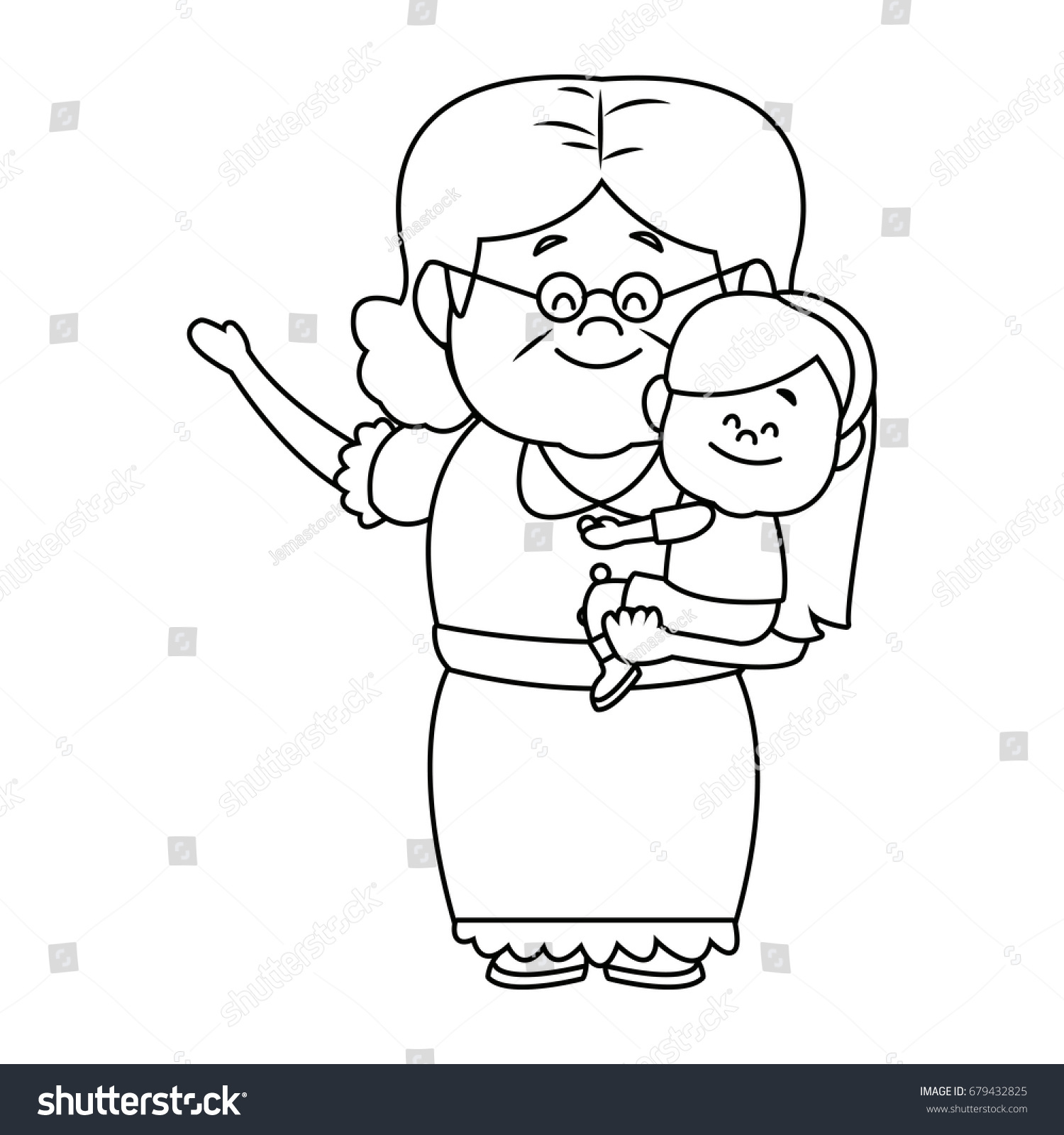 Little Girl Grandmother Together Family Stock Vector (Royalty Free ...