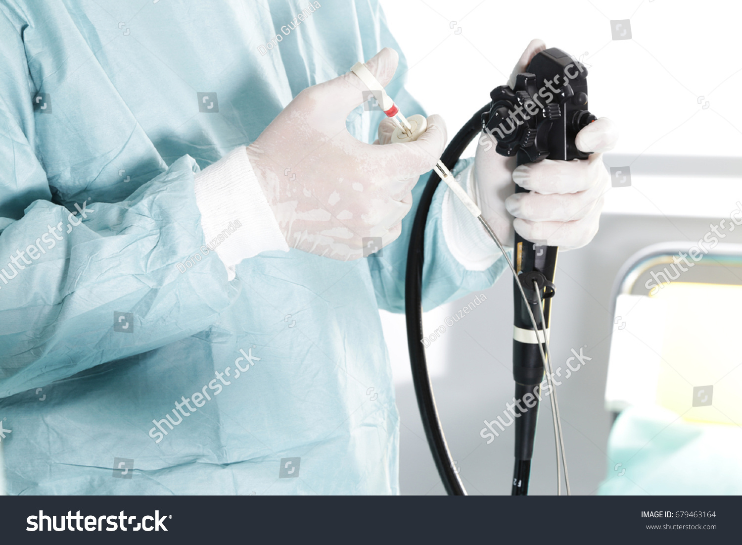 Endoscopy Doctor Holding Endoscope Before Colonoscopy Stock Photo ...