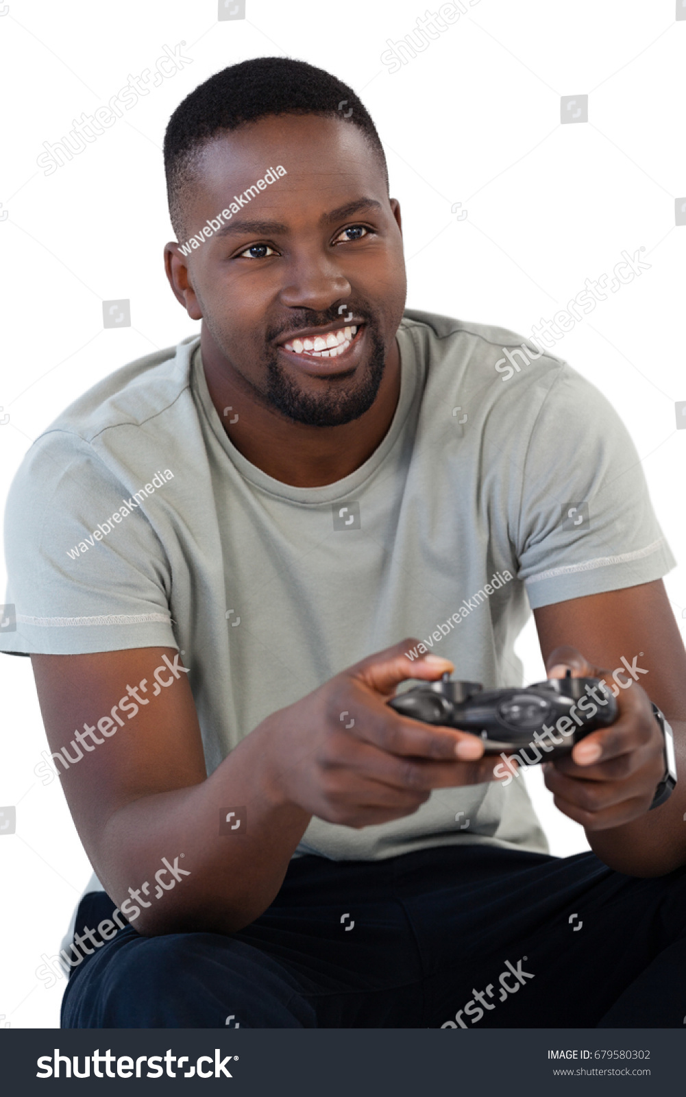 Smiling Man Playing Video Game Against Stock Photo 679580302 | Shutterstock