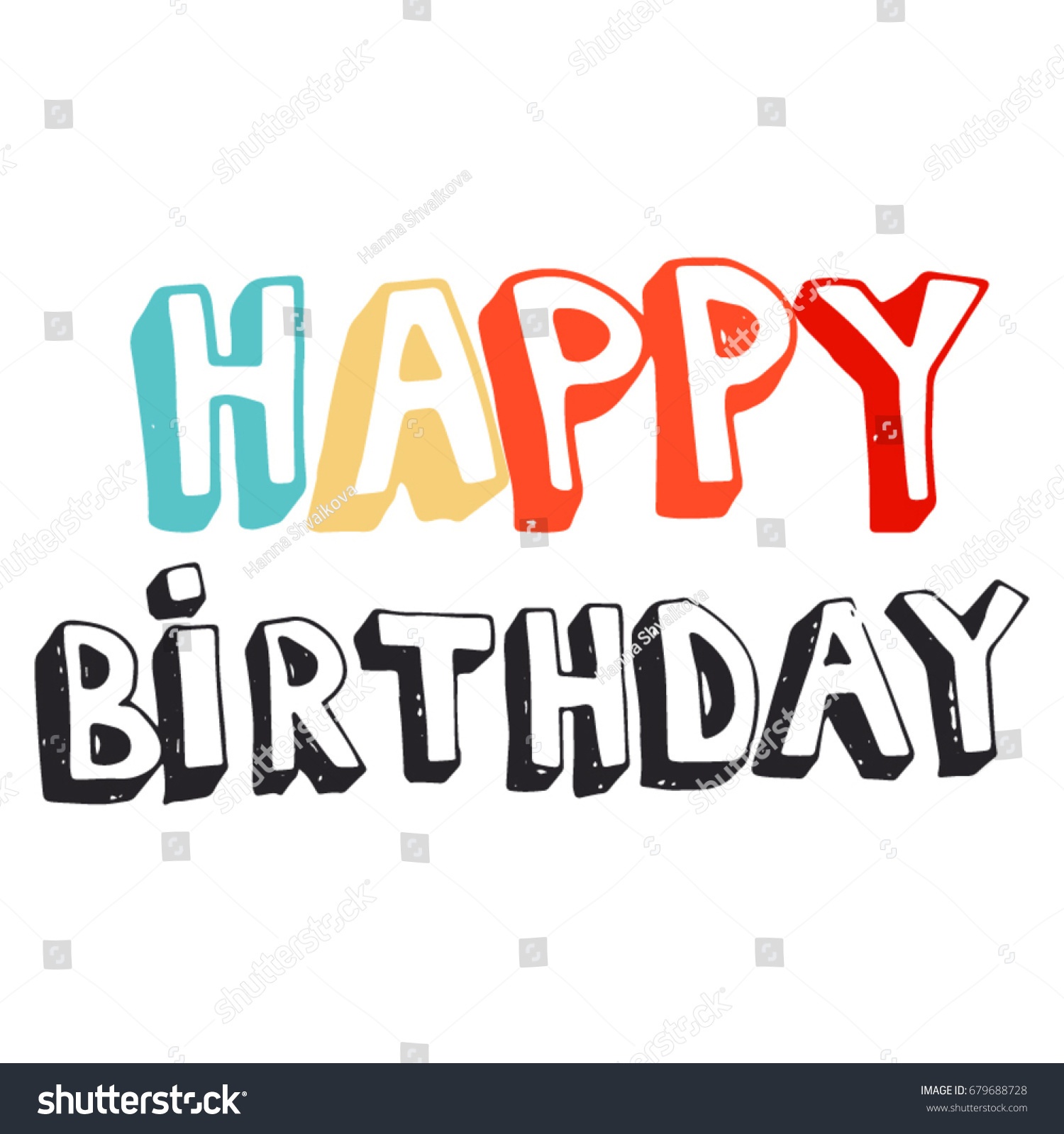 Happy Birthday Hand Drawn Lettering Stock Vector (Royalty Free ...