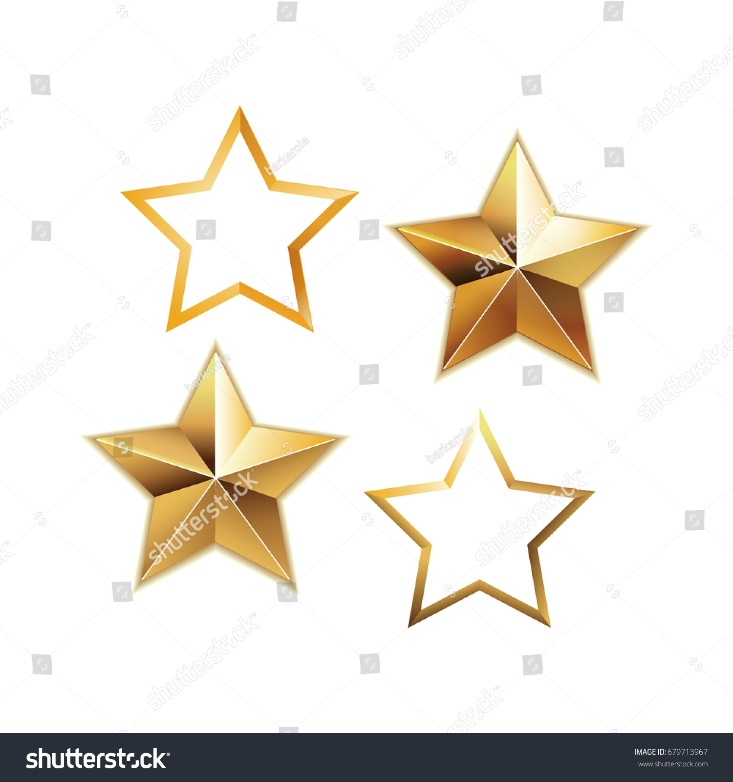 Vector Set Realistic Metallic Golden Stars Stock Vector (Royalty Free ...