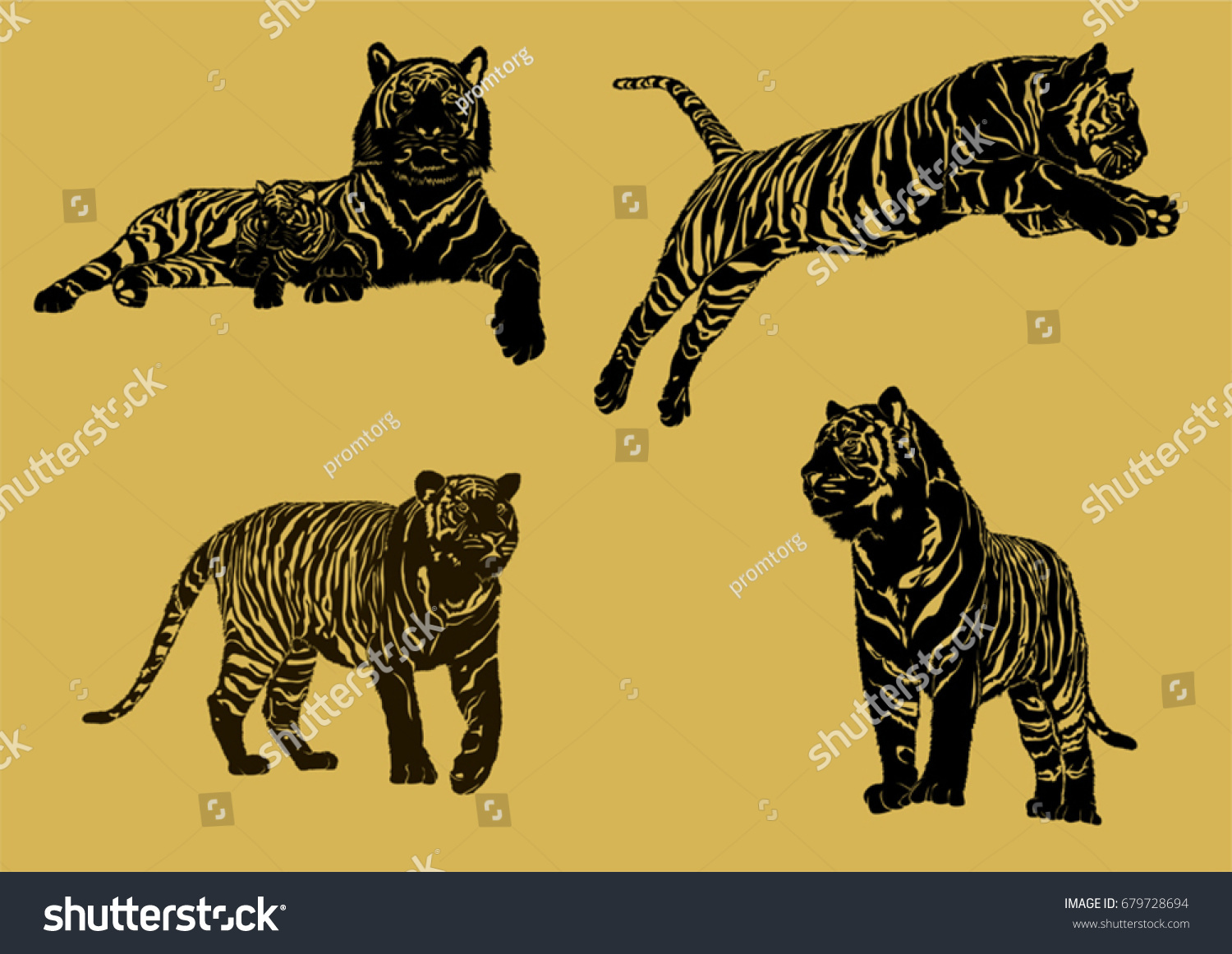 Tiger Silhouette Stock Vector Royalty Free 679728694 Shutterstock 