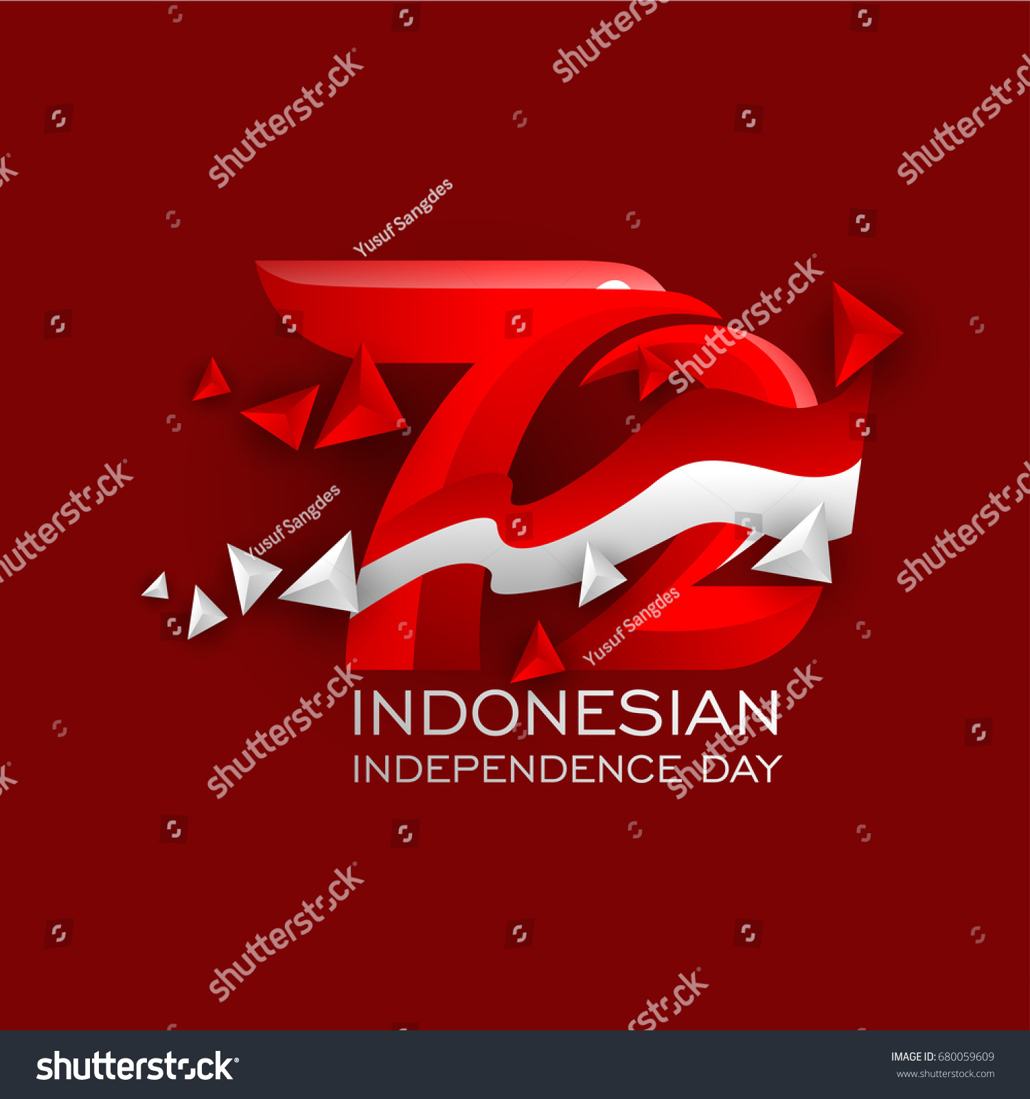 72 Years Indonesian Independence Day Logo Stock Vector (Royalty Free ...