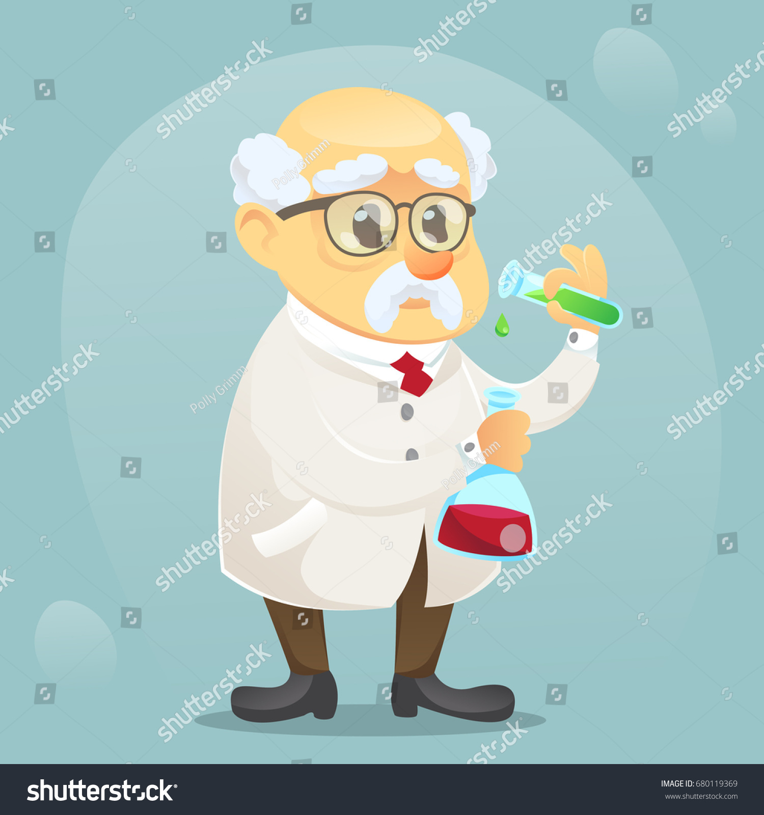 Vector Cartoon Illustration Old Funny Scientist Stock Vector (Royalty ...