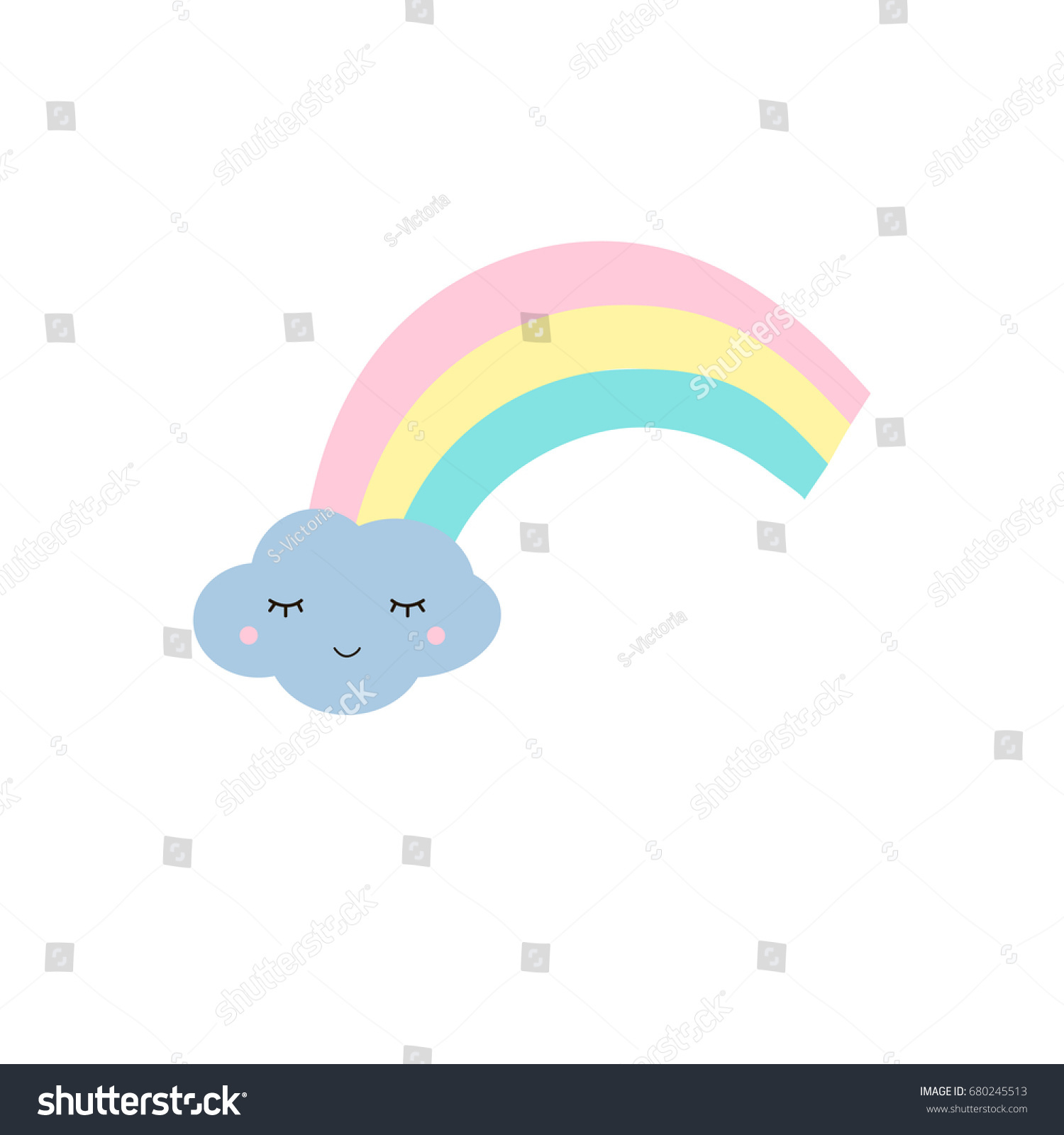 Cute Cloud Rainbow Vector Hand Drawn Stock Vector (Royalty Free ...