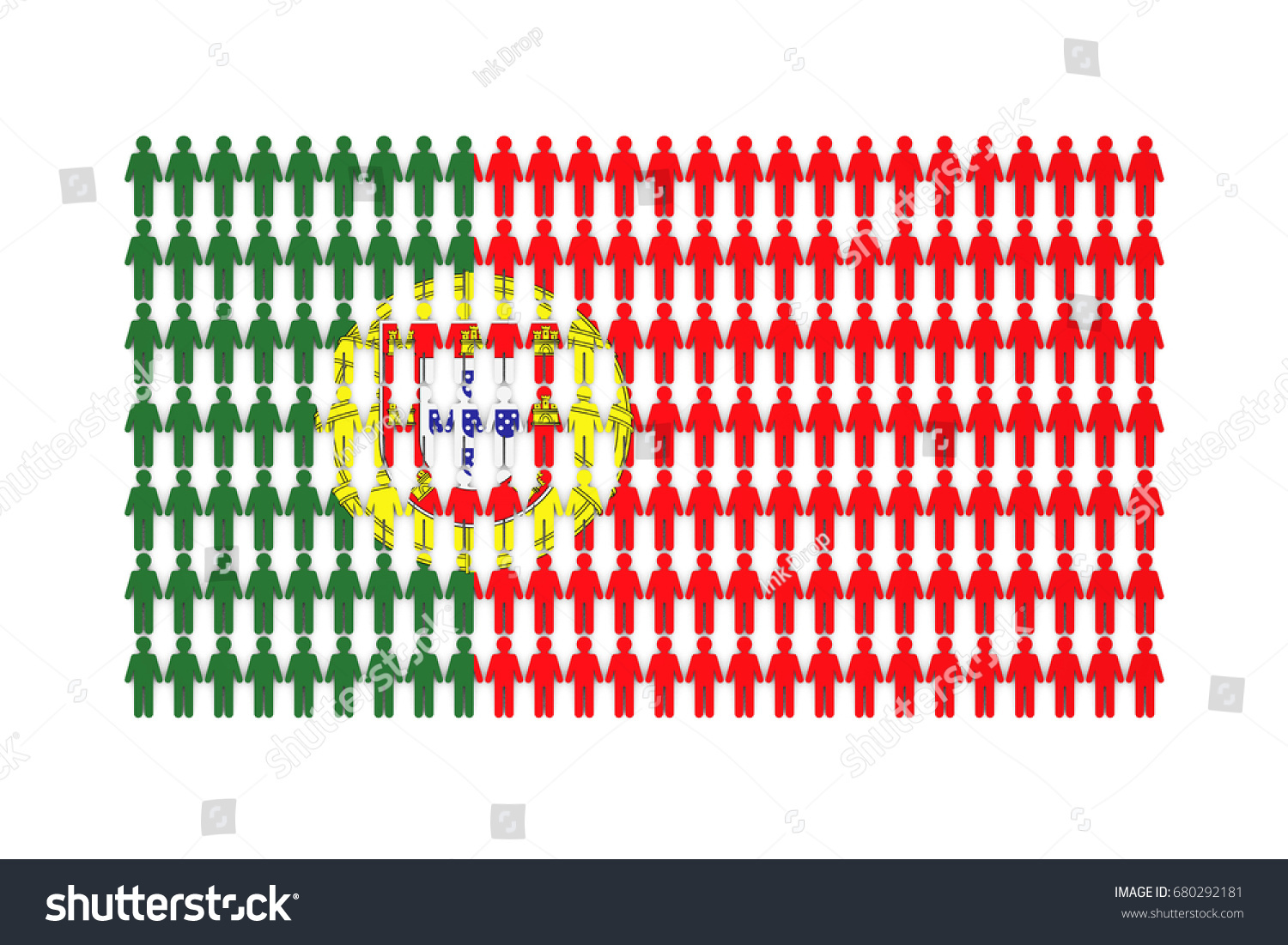 Portugal Population Concept Group Stick Figure Stock Illustration