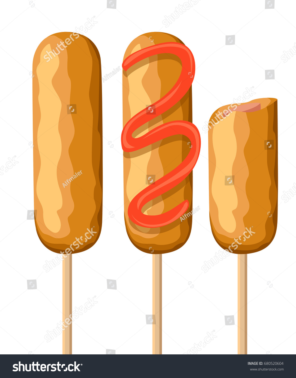 Corn Dog Vector Illustration Corn Dogs Stock Vector (Royalty Free ...