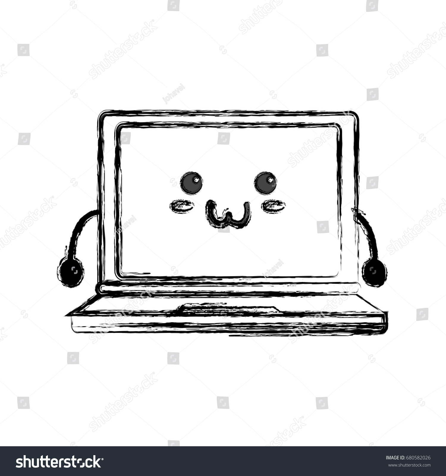 Cute Laptop Kawaii Stock Vector (Royalty Free) 680582026 | Shutterstock