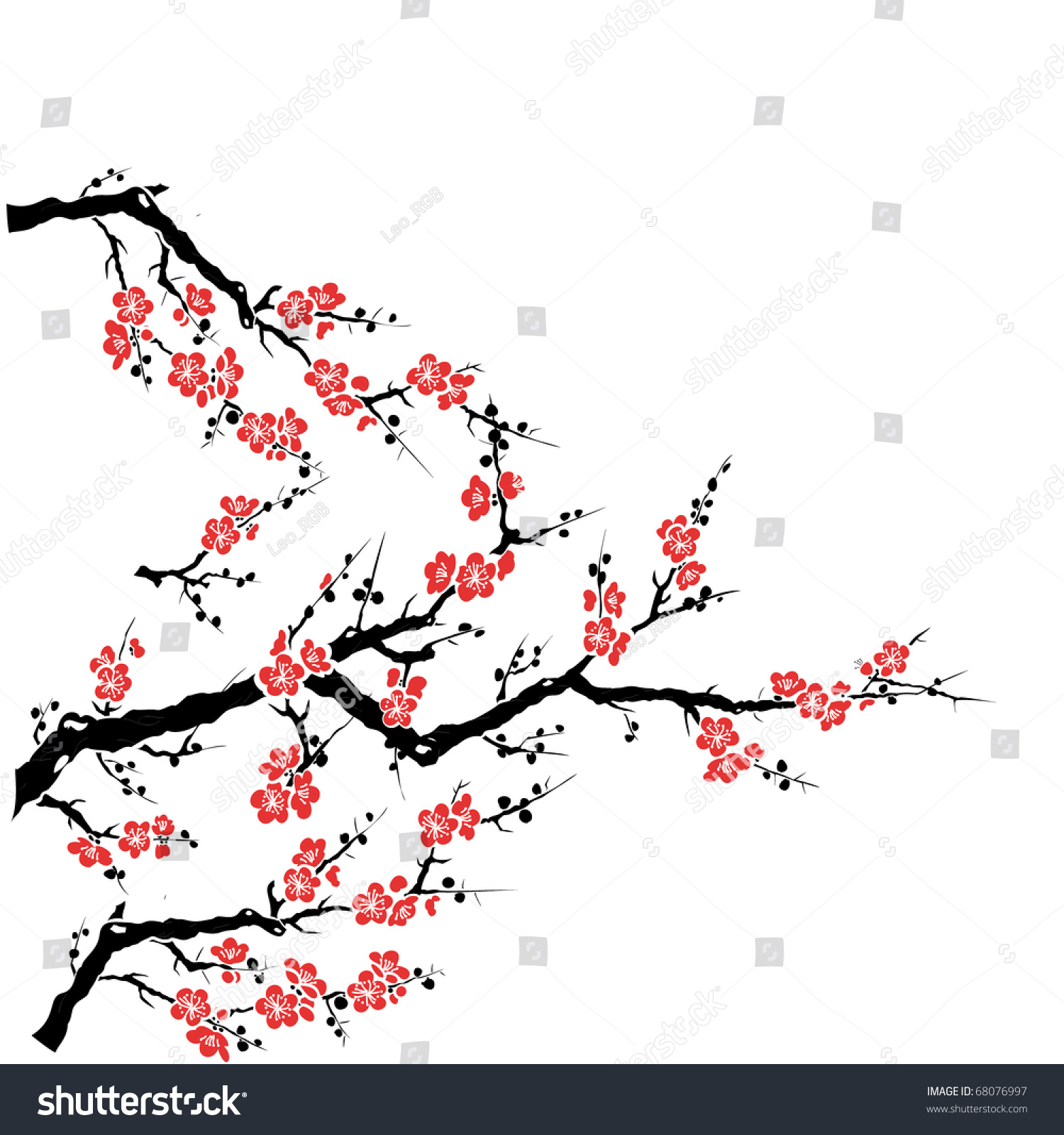 Vector Red Plum Tree Stock Vector (Royalty Free) 68076997 | Shutterstock