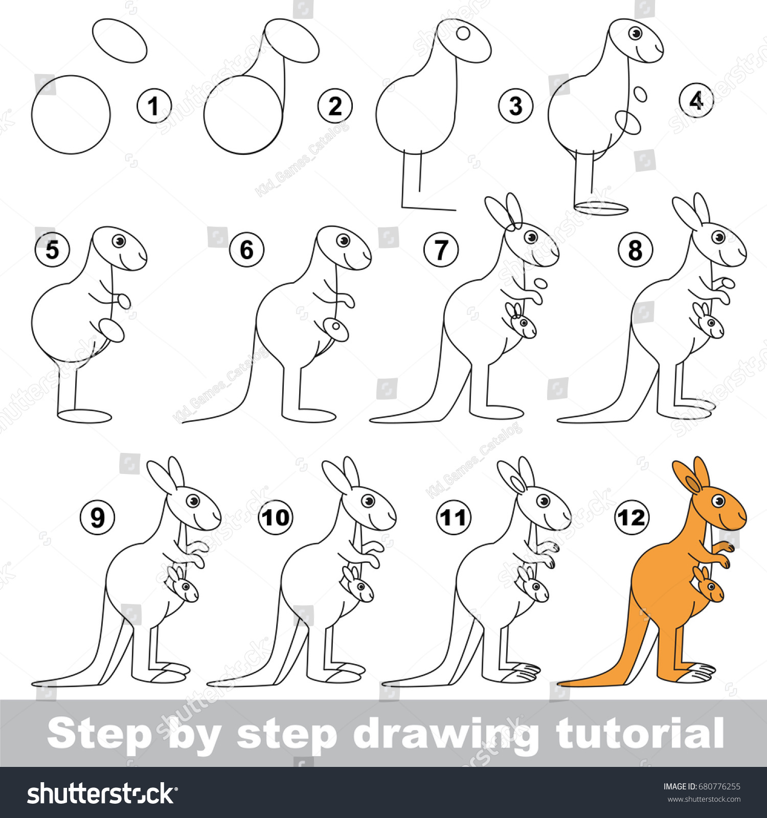 Рисование кенгуру поэтапно