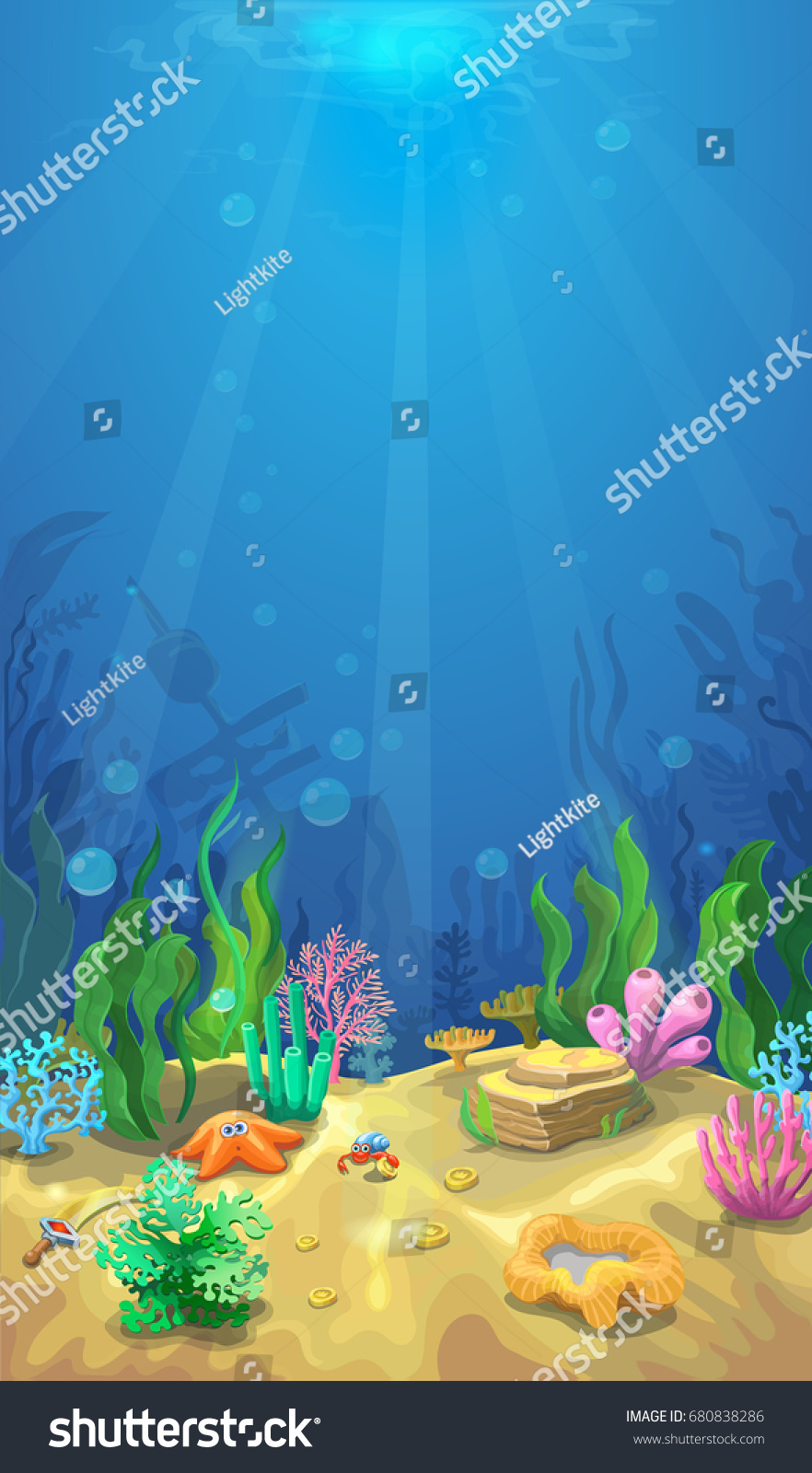 Underwater Landscape Undersea World Vetical Mobile Stock Illustration ...