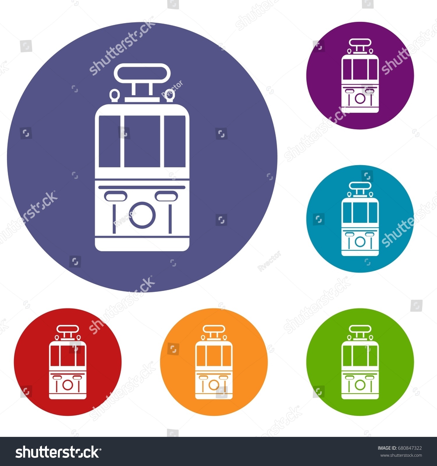 Tram Front View Icons Set Flat Stock Vector Royalty Free Shutterstock