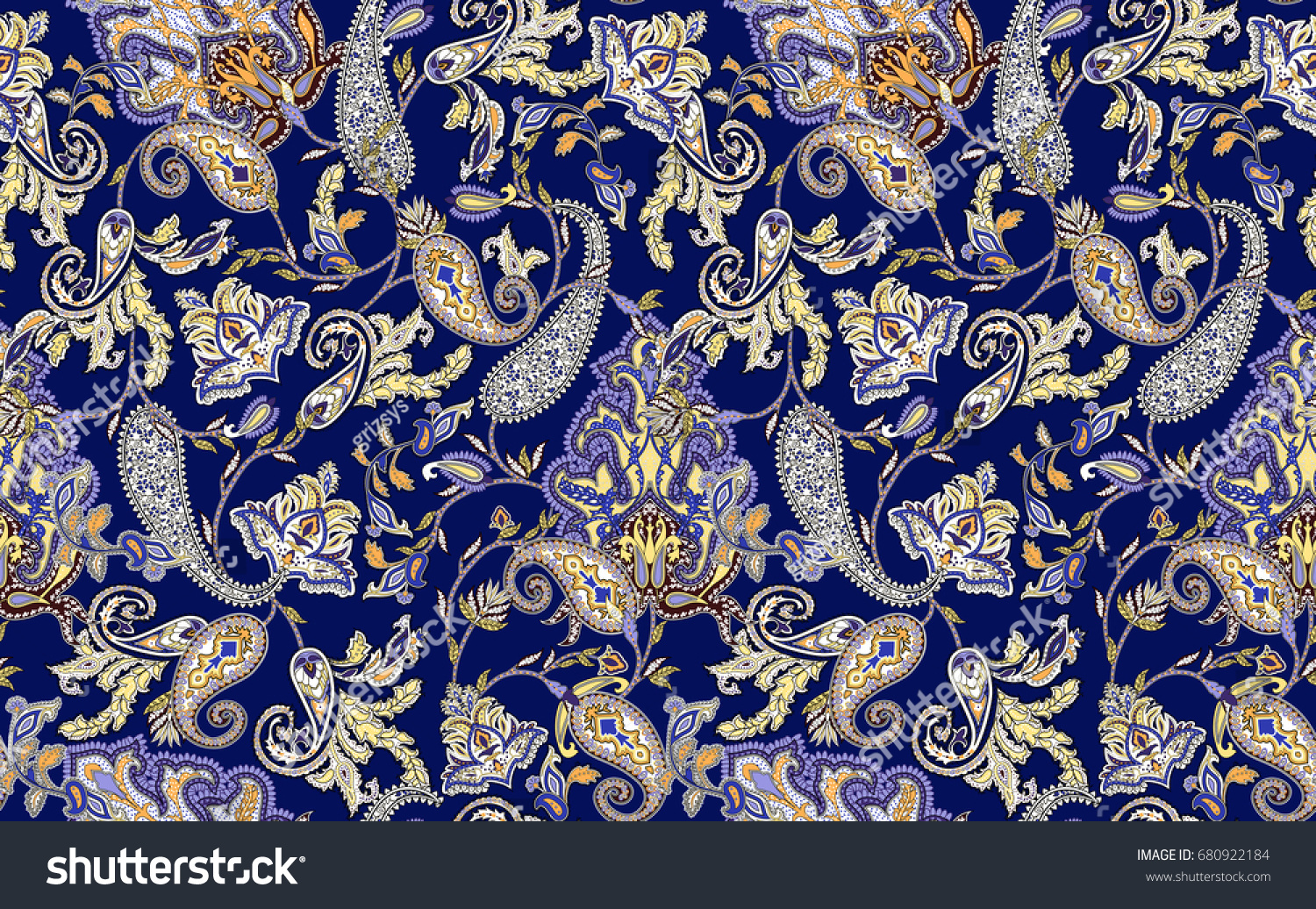 Traditional Indian Paisley Pattern Stock Illustration 680922184 ...