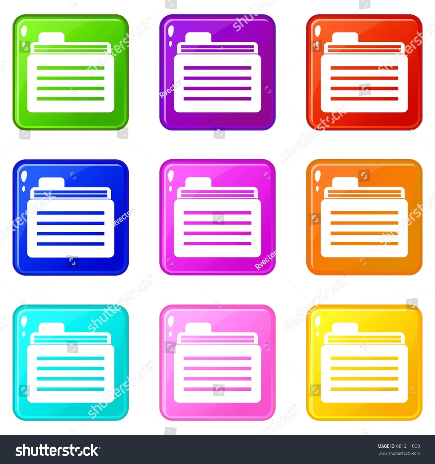 File Folder Icons 9 Color Set Stock Vector (Royalty Free) 681211000 ...