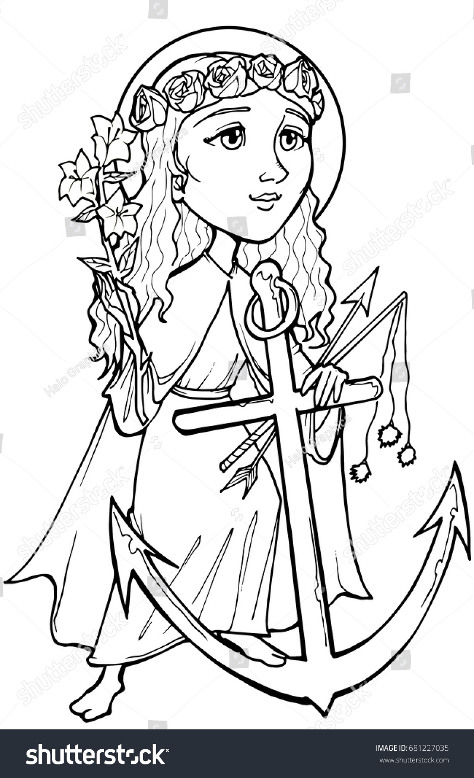 St Philomena Black White Stock Illustration 681227035 Shutterstock