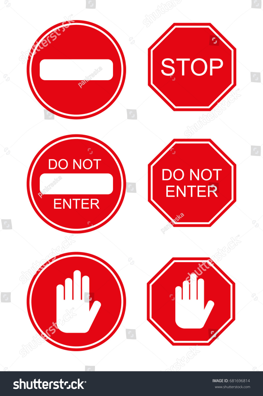 Vector Set Stopdo Not Enter Signs Stock Vector (Royalty Free) 681696814 ...