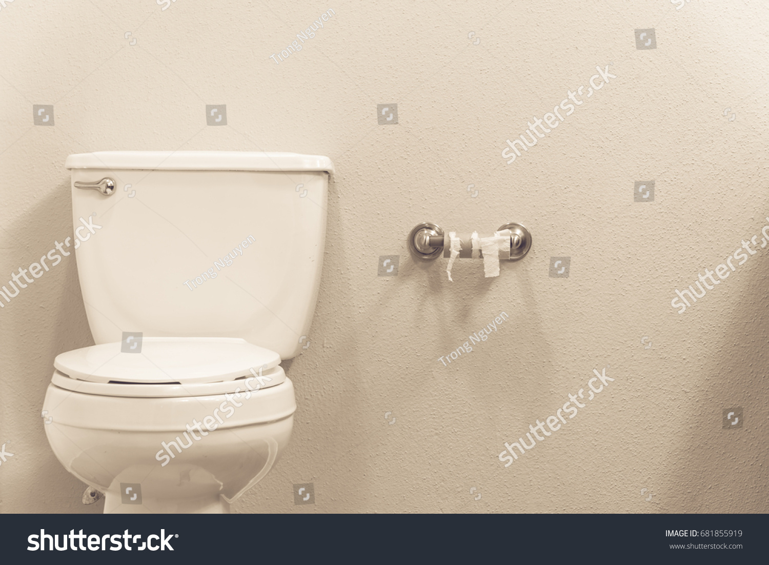 Closeup White Flush Toilet Bowl Empty Stock Photo 681855919 Shutterstock