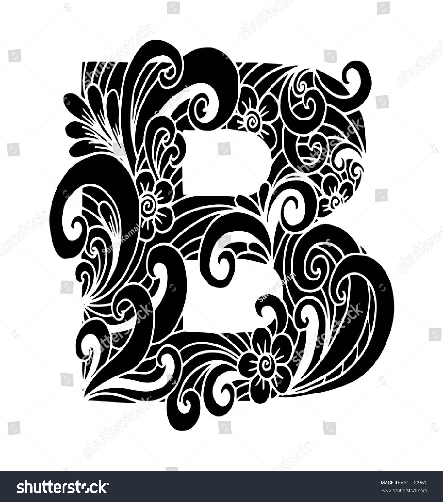 Zentangle Stylized Alphabet Letter B Doodle Stock Vector (Royalty Free ...