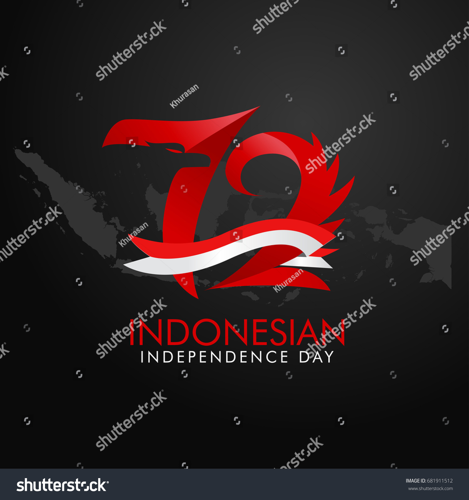 72 Years Indonesian Independence Day Logo: เวกเตอร์สต็อก (ปลอดค่า 