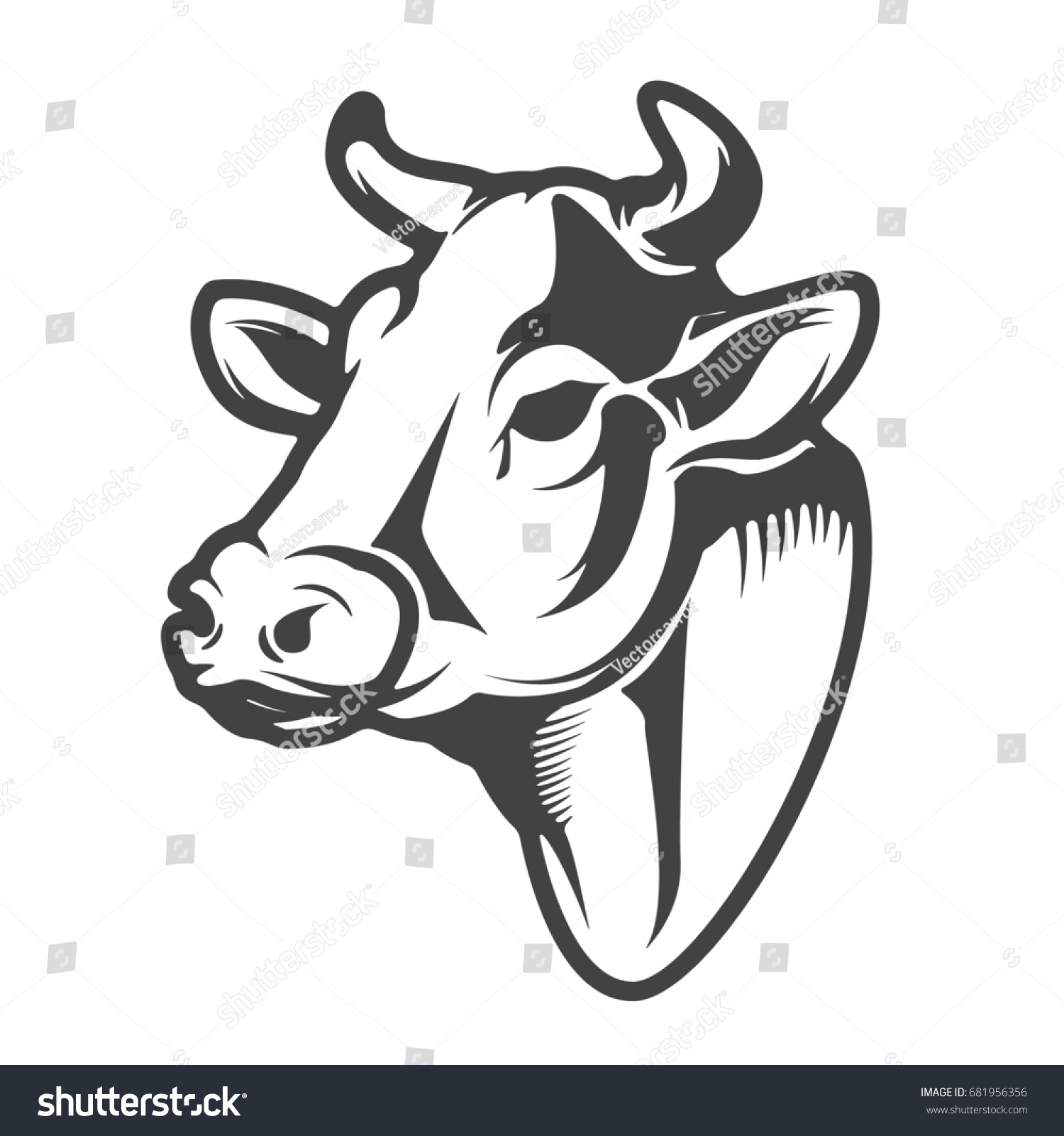 Cow Head Icon Isolated On White Stock Illustration 681956356 | Shutterstock