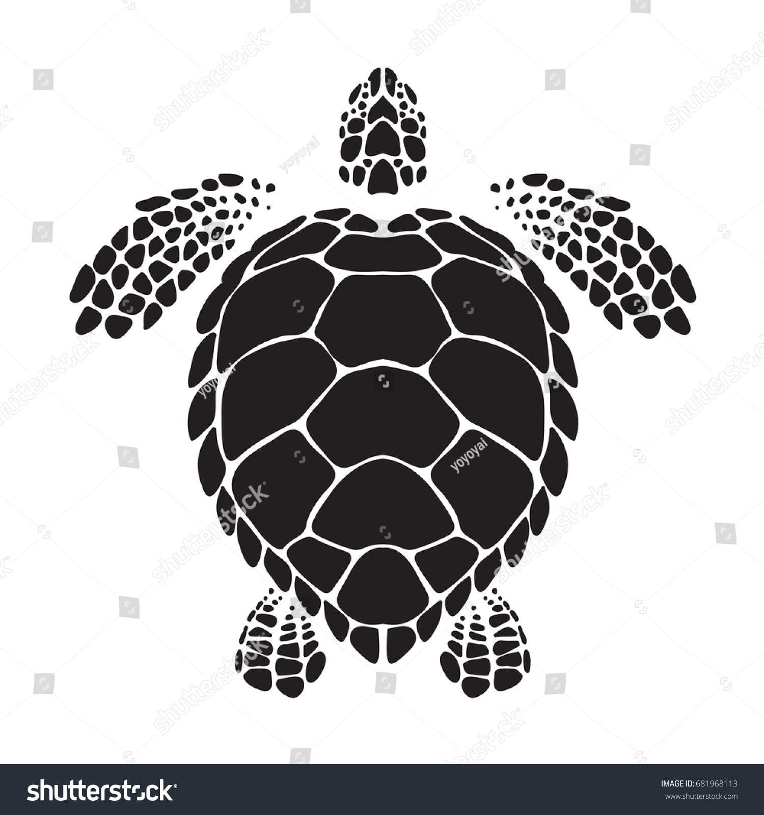 Graphic Sea Turtle Vector Stock Vector (Royalty Free) 681968113 ...