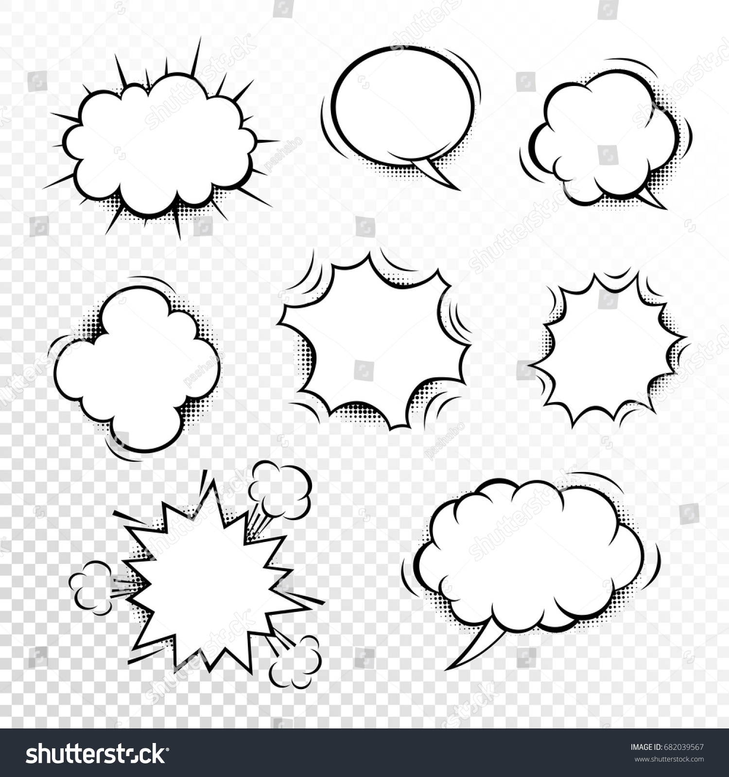 Comic Speech Bubbles Set Different Shapes Stock Vector (Royalty Free ...