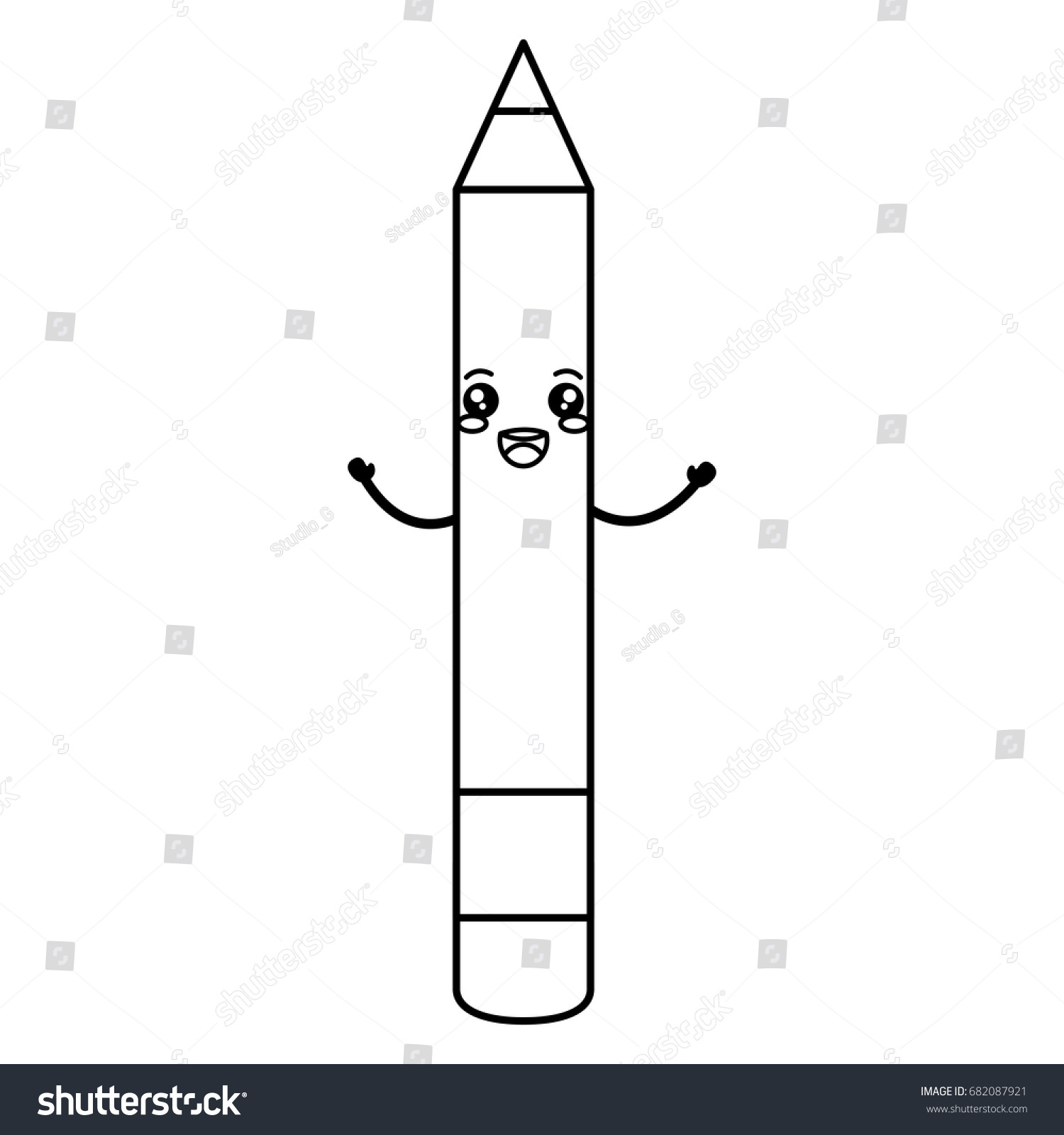 Pencil Write Kawaii Character Stock Vector (Royalty Free) 682087921 ...