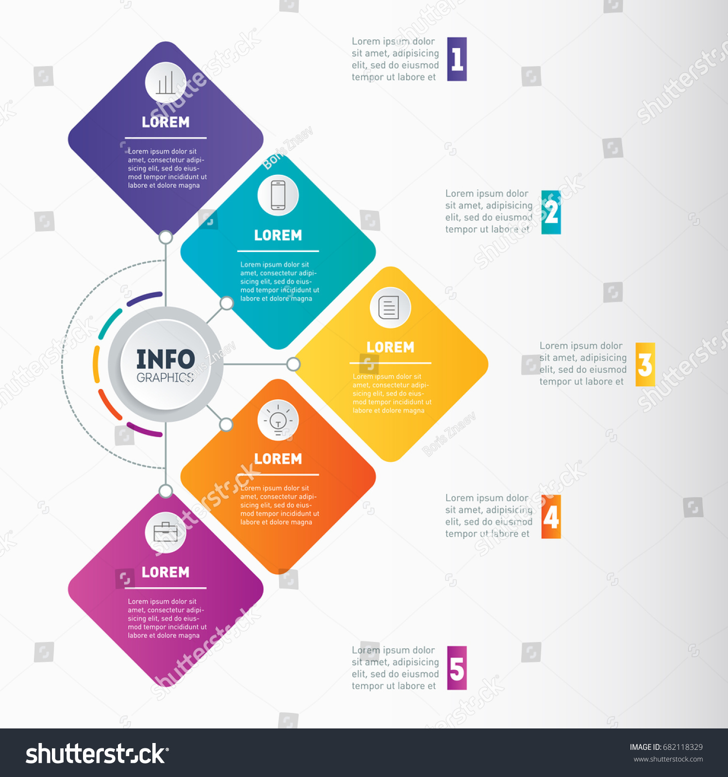 Business Presentation Infographic 5 Options Vector Stock Vector ...